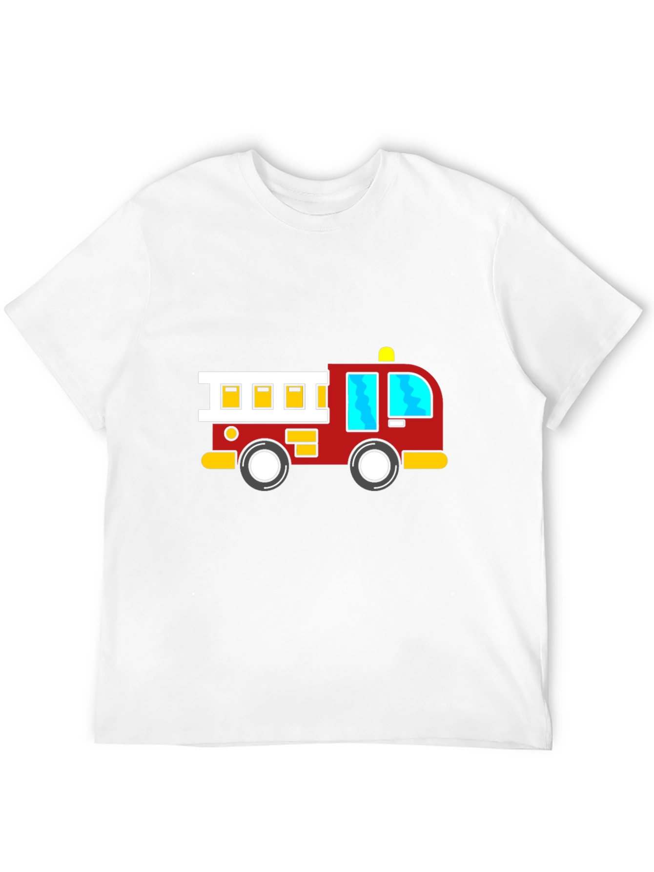 Cartoon Firetruck Black T-Shirt