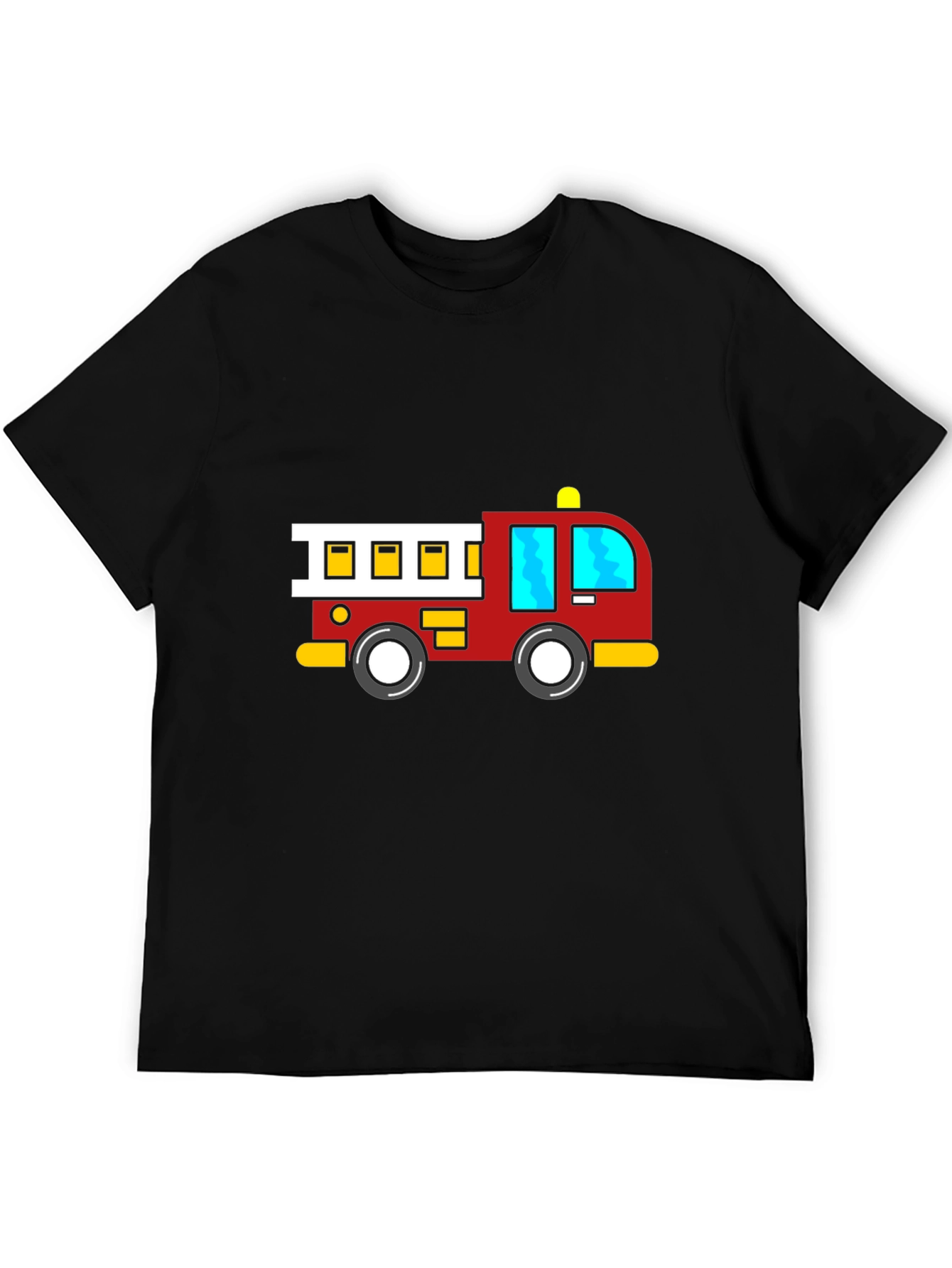 Cartoon Firetruck Black T-Shirt
