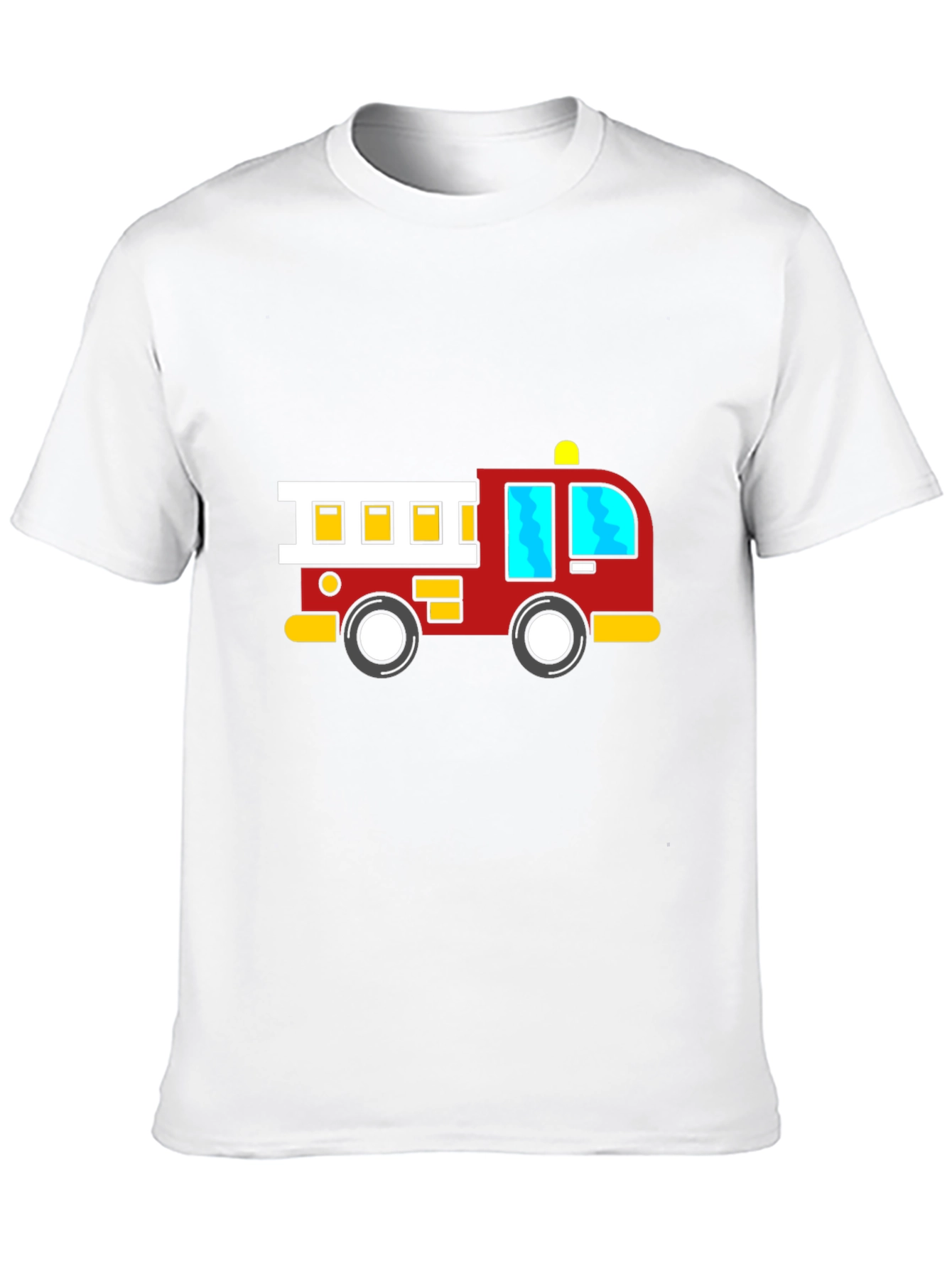 Cartoon Firetruck Black T-Shirt