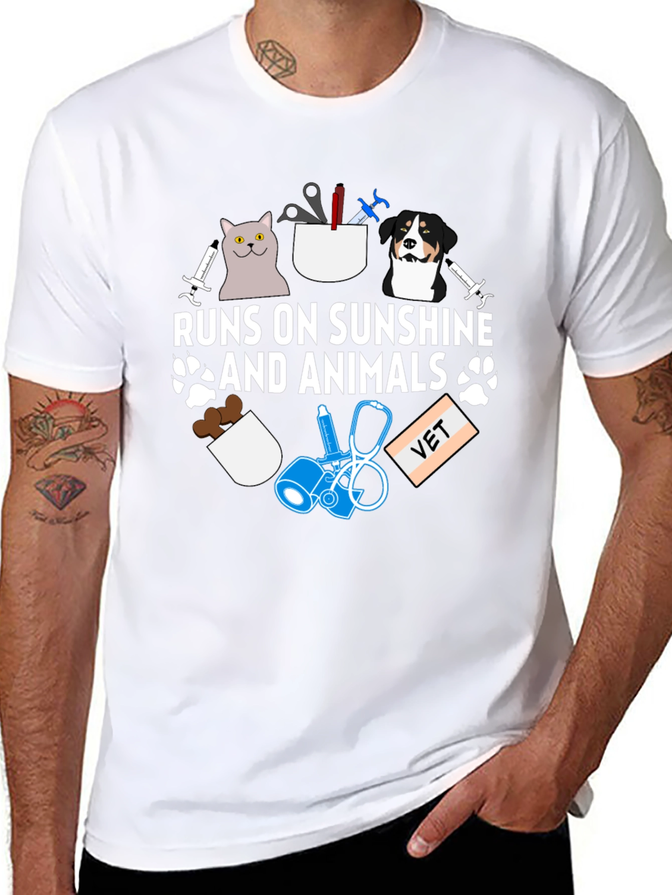 Runs on Sunshine and Animals Vet T-Shirt