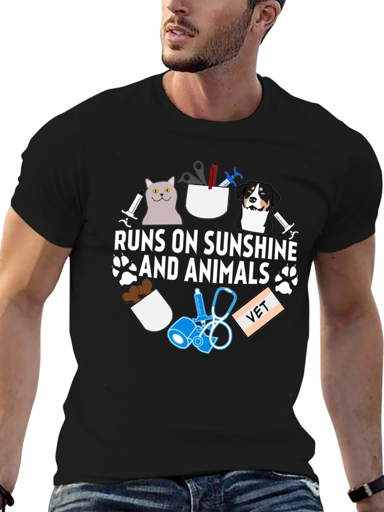 Runs on Sunshine and Animals Vet T-Shirt