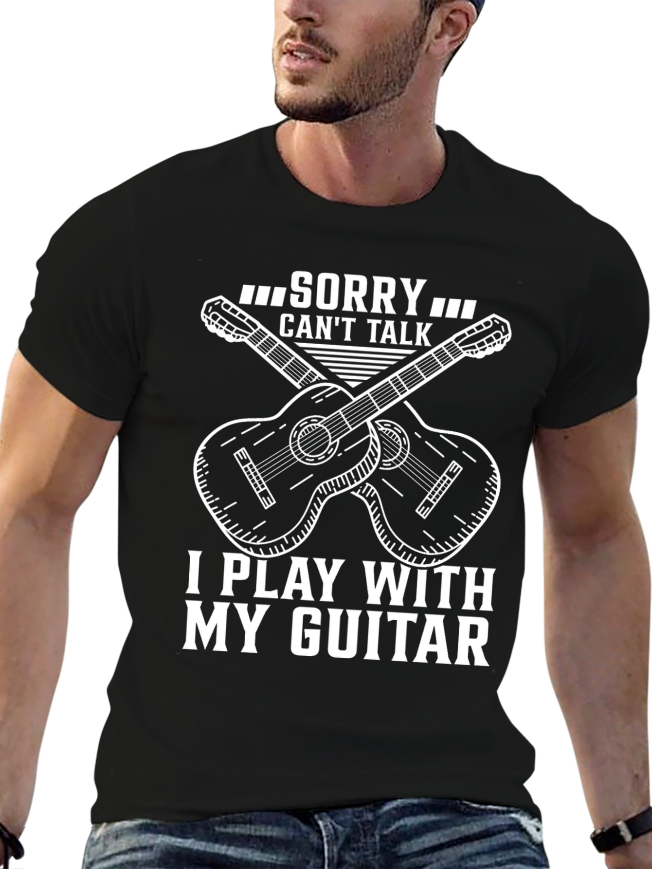 Guitar Player T-Shirt: Sorry Cant Talk
