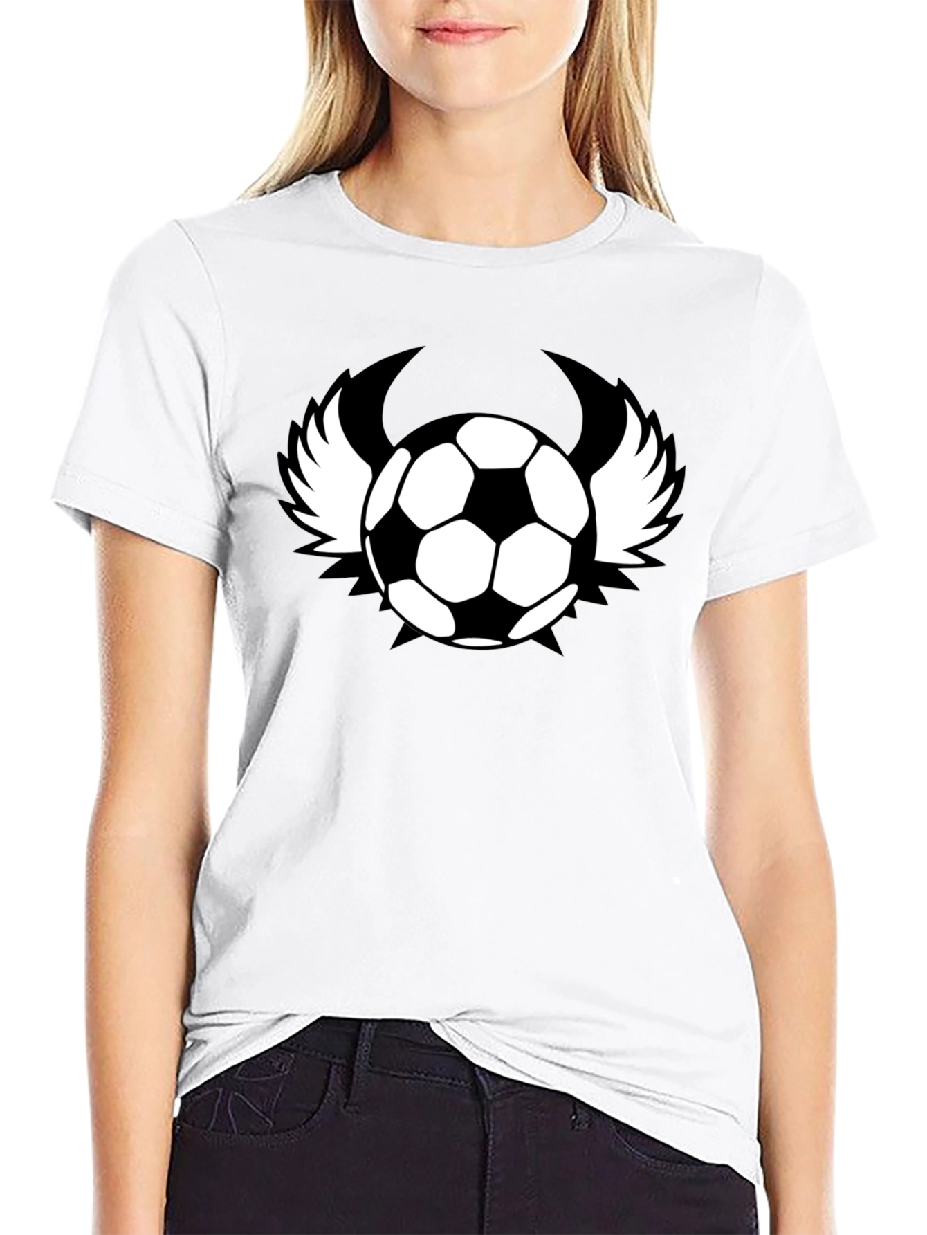 Soccer Ball with Wings Black T-Shirt
