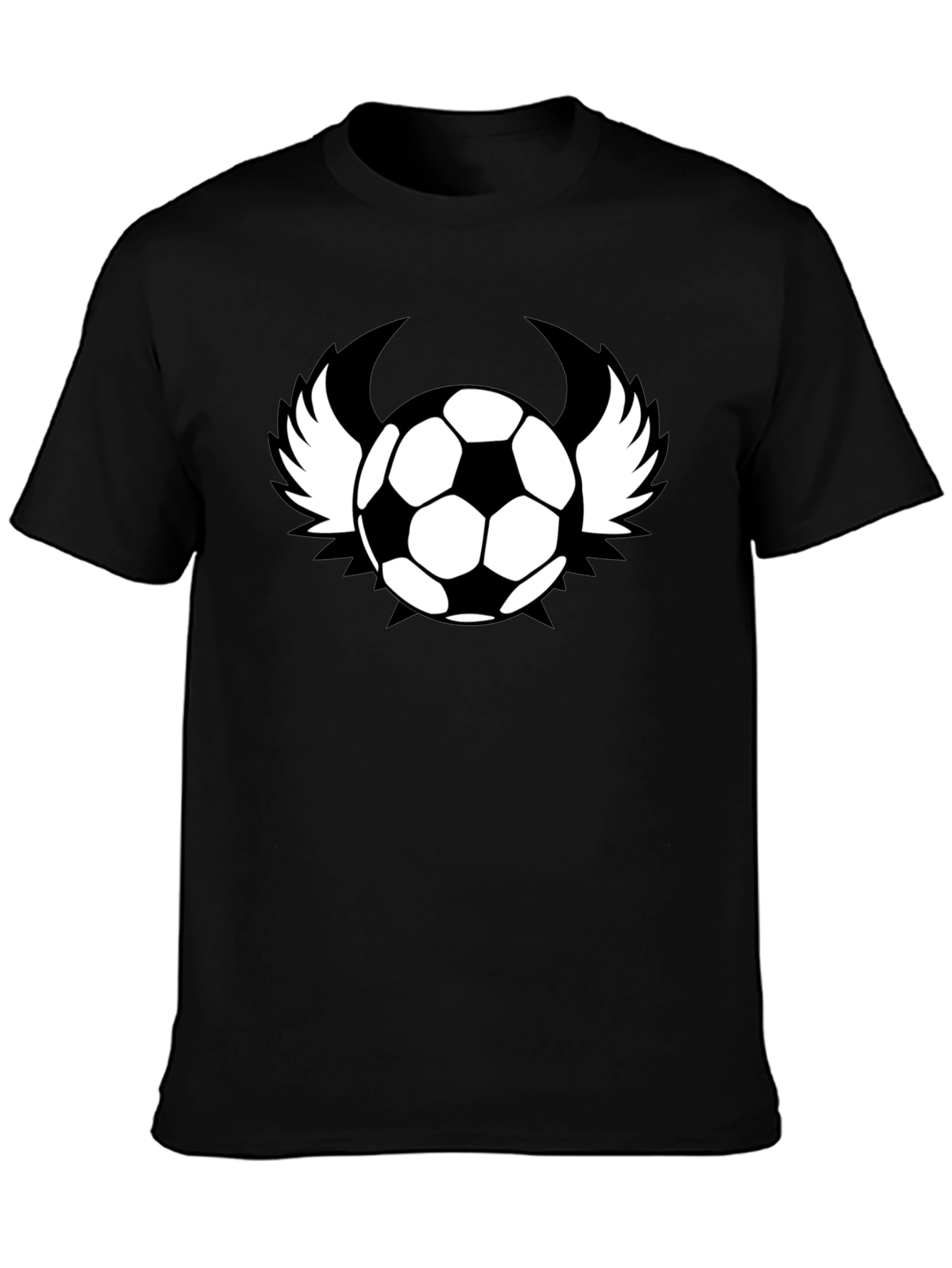 Soccer Ball with Wings Black T-Shirt