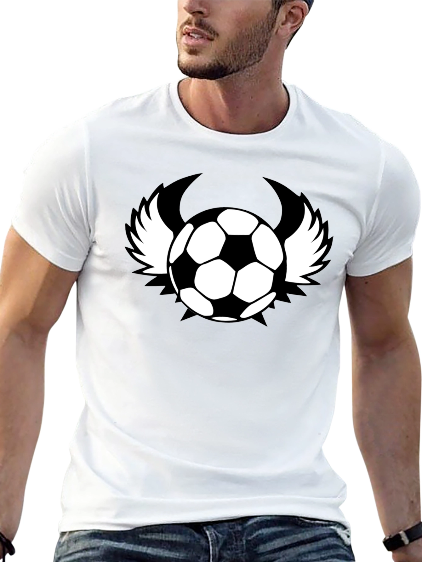 Soccer Ball with Wings Black T-Shirt