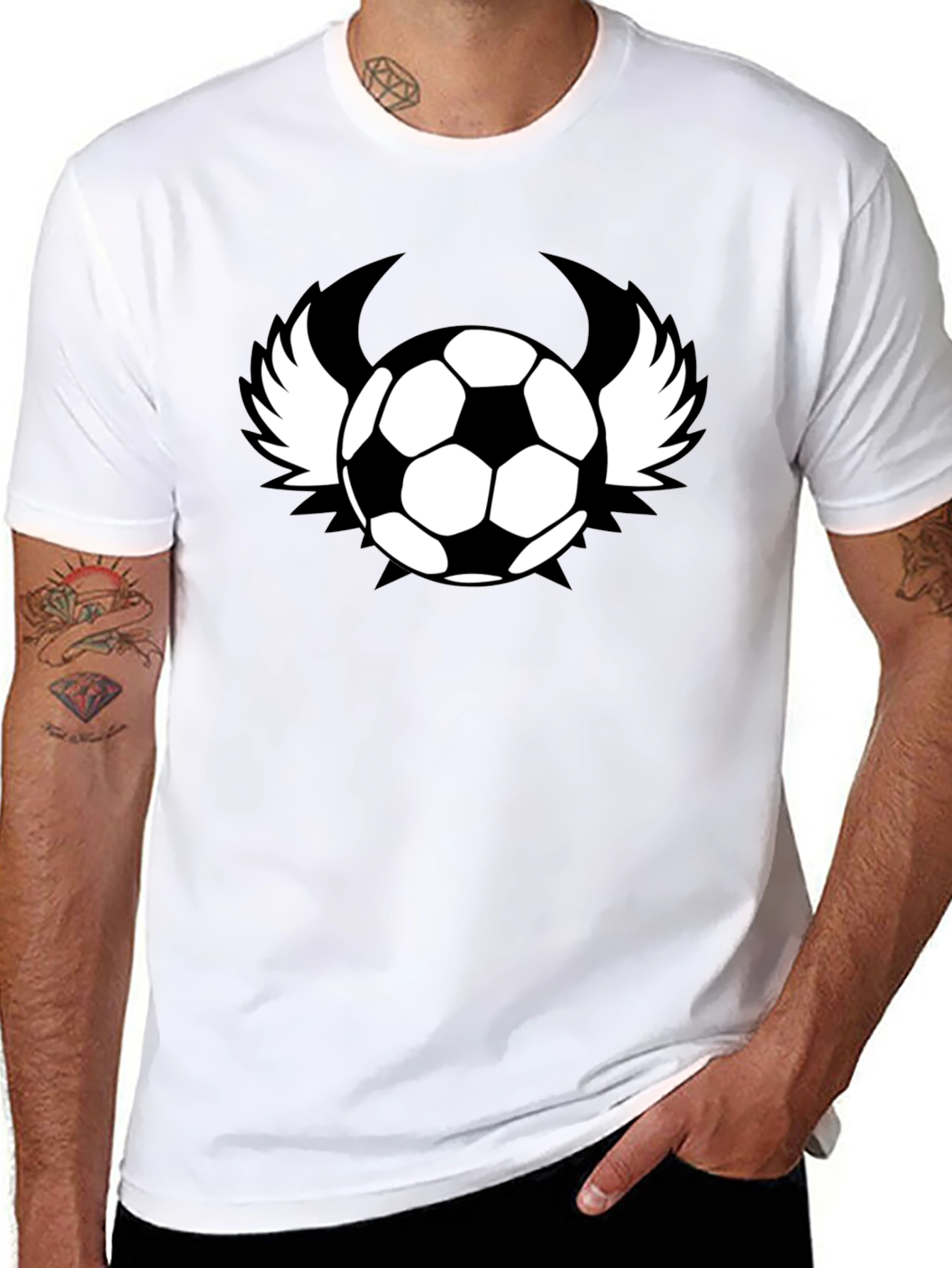 Soccer Ball with Wings Black T-Shirt