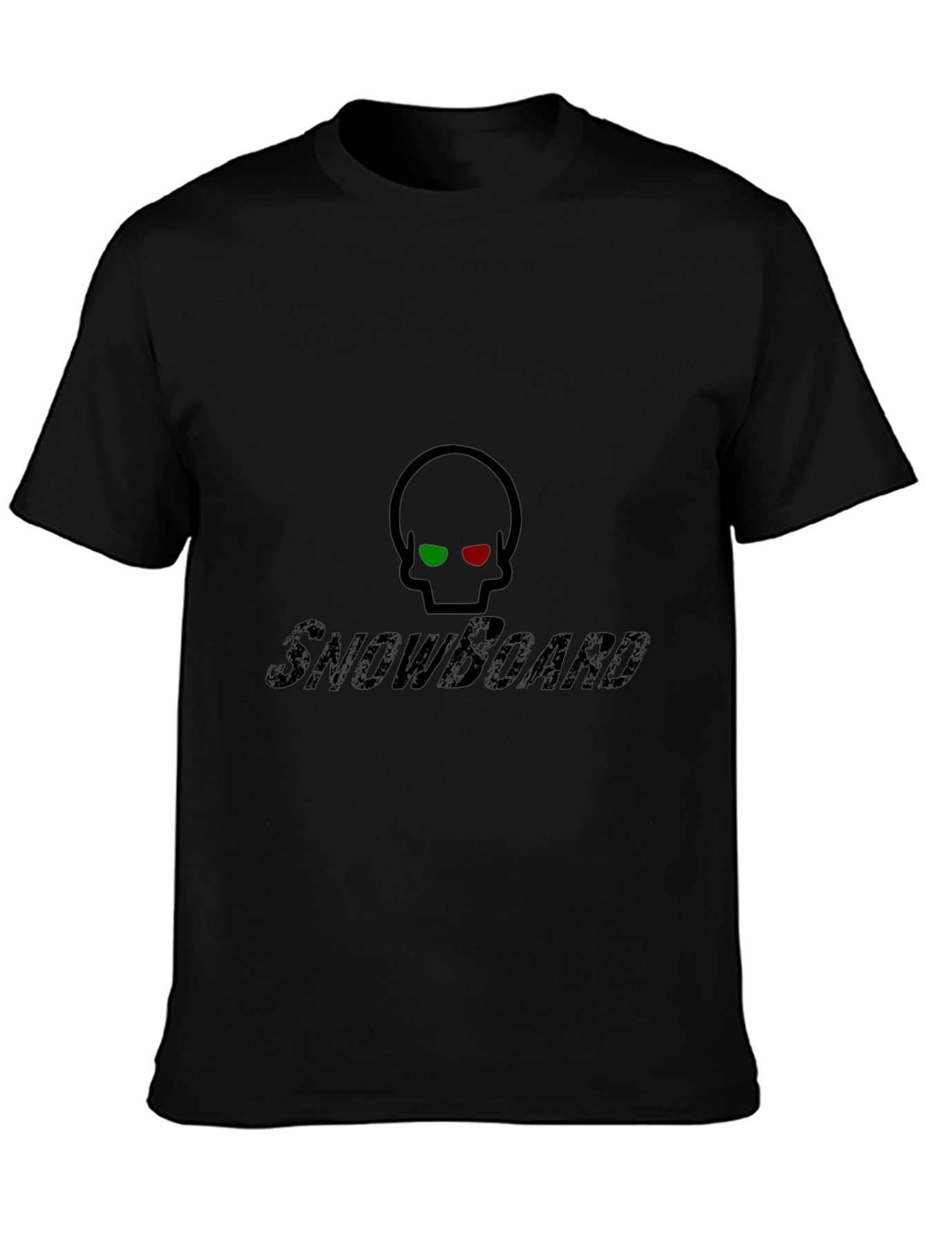 Snowboard Skull Graphic T-Shirt - Black