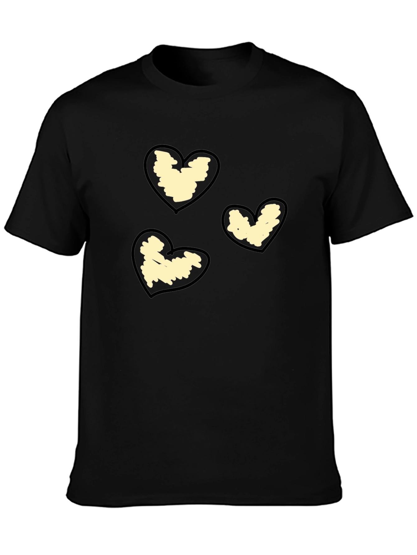 Heart Scribble Graphic Black T-Shirt