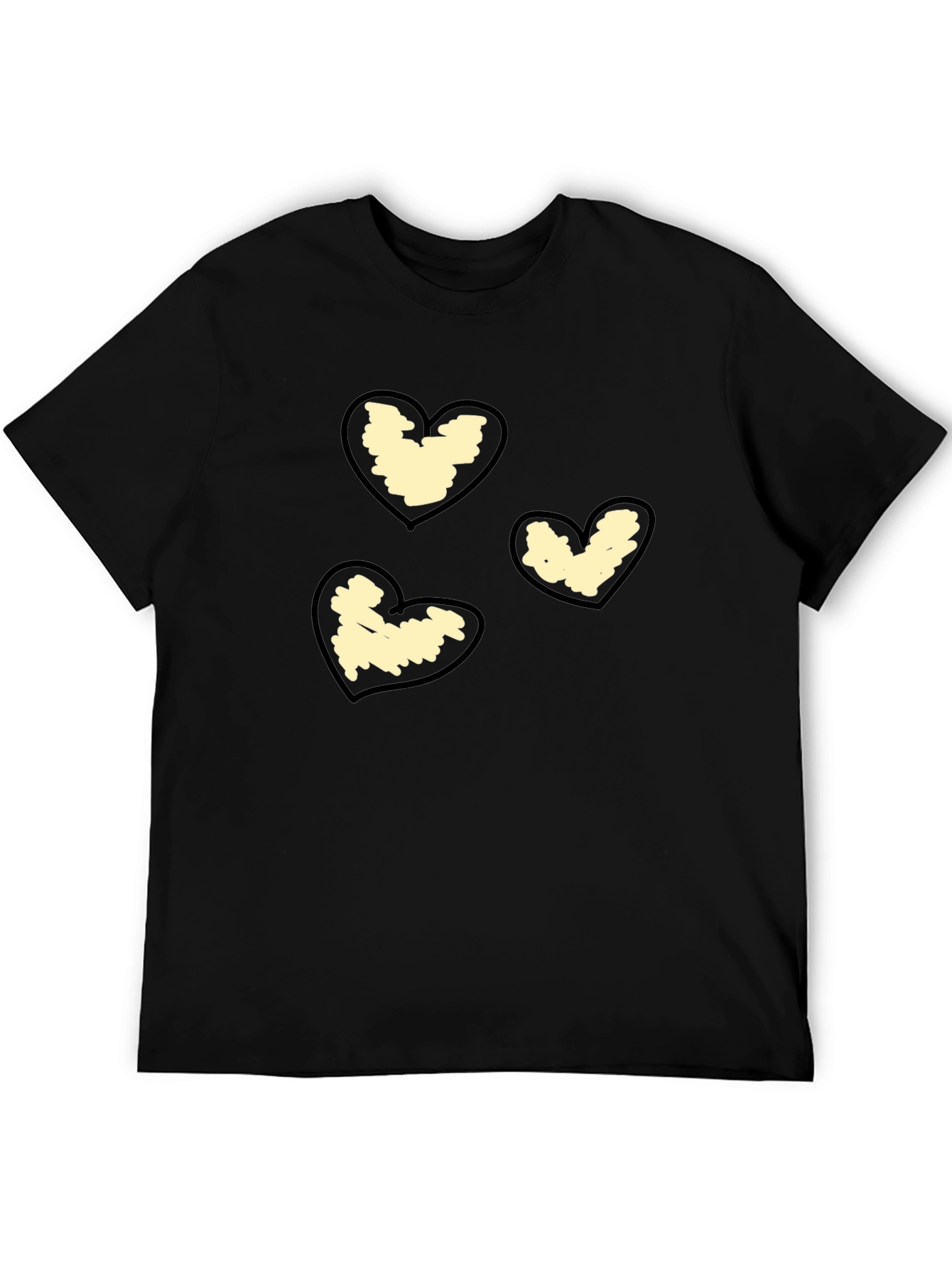 Heart Scribble Graphic Black T-Shirt