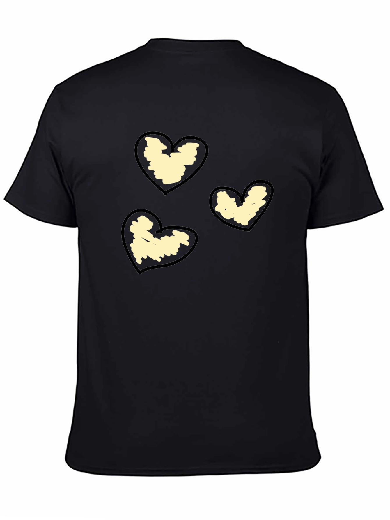 Heart Scribble Graphic Black T-Shirt