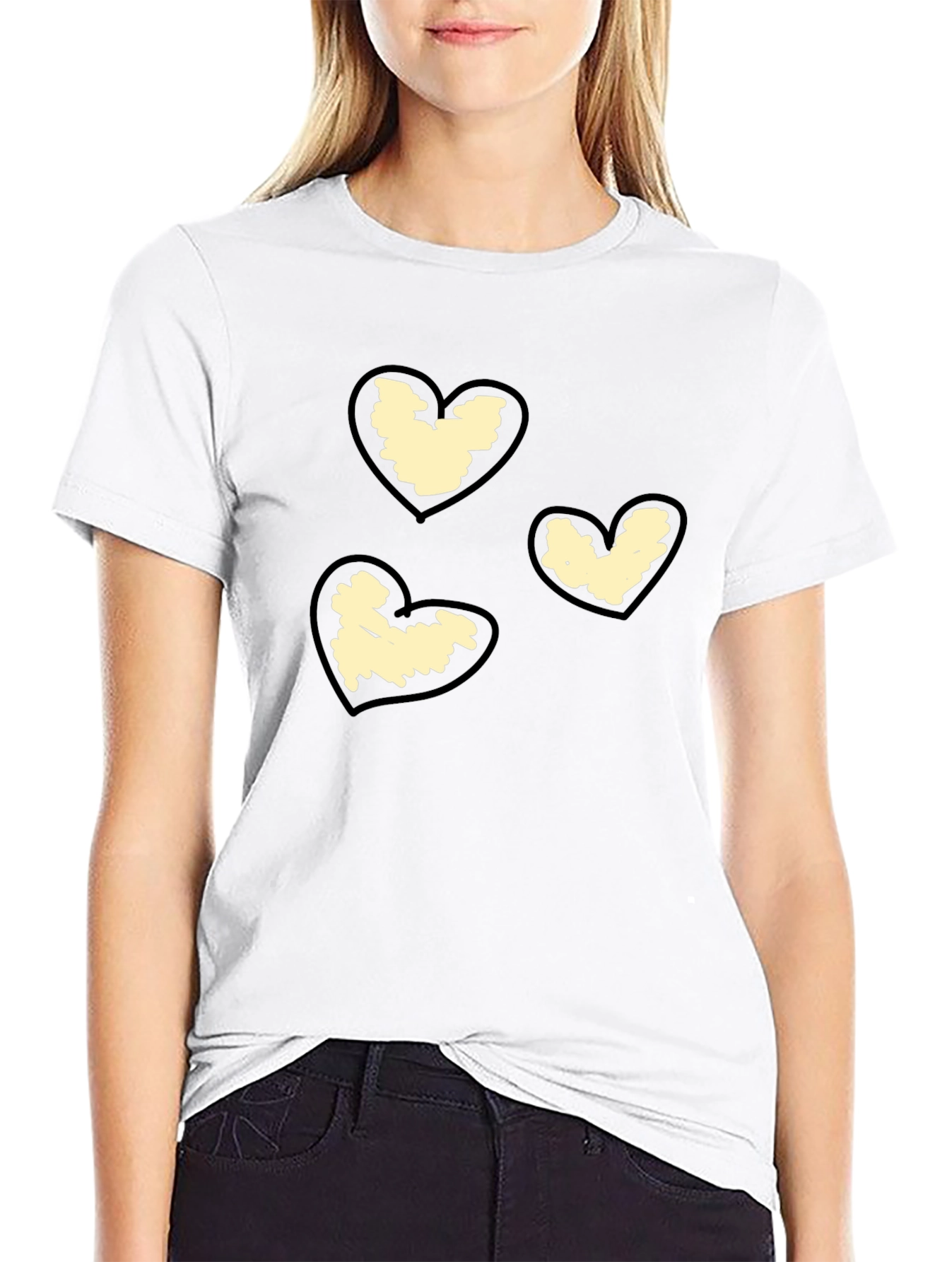 Heart Scribble Graphic Black T-Shirt