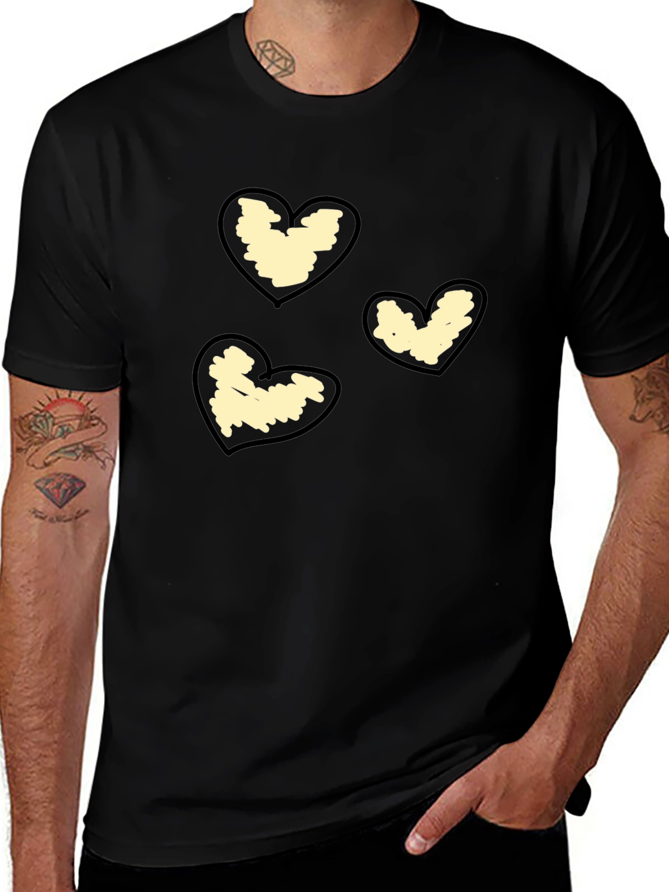Heart Scribble Graphic Black T-Shirt