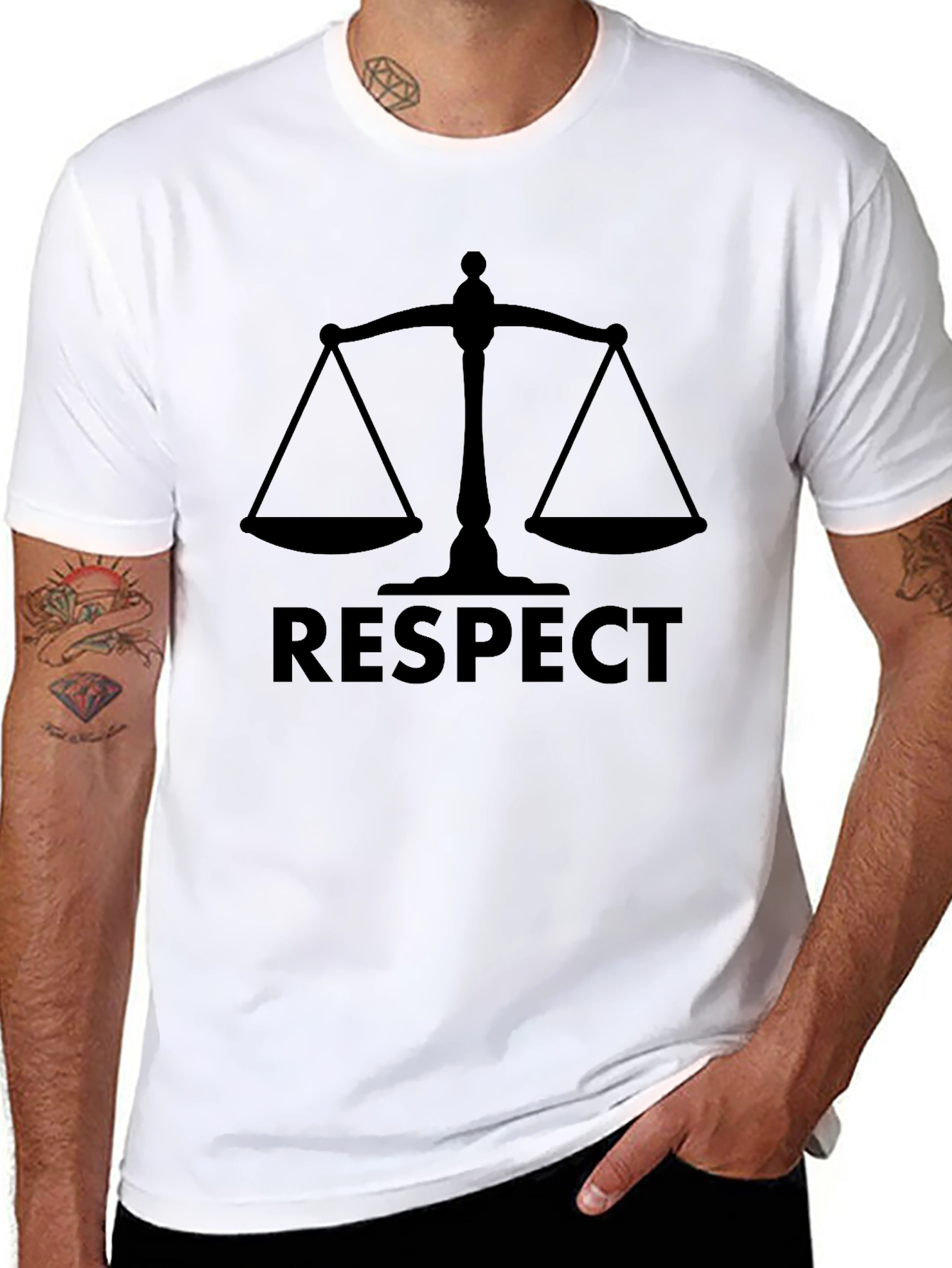 Respect Graphic T-Shirt - Scales of Justice Design
