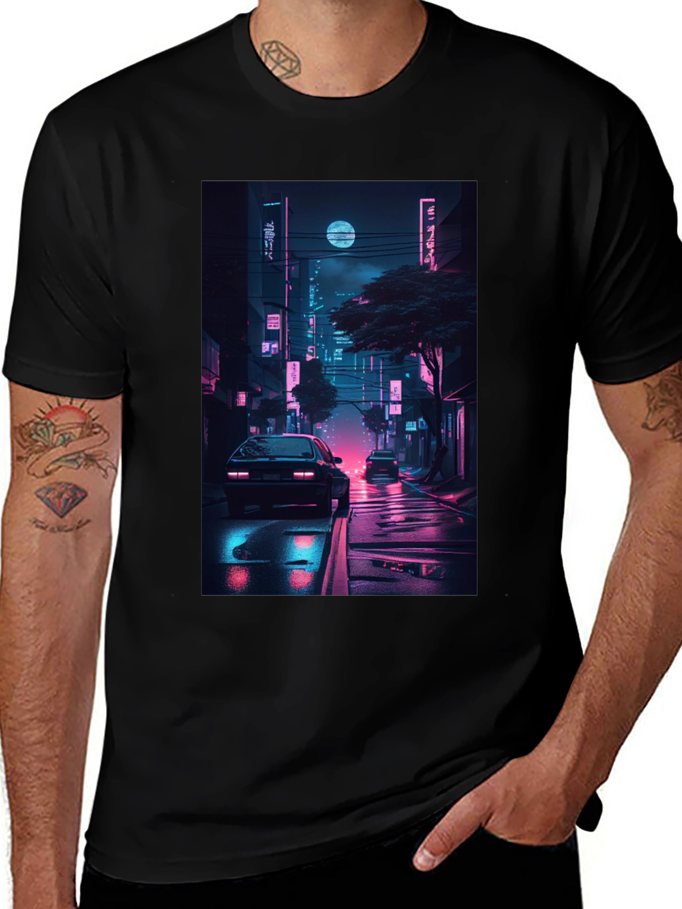 Neon Cityscape Graphic Tee