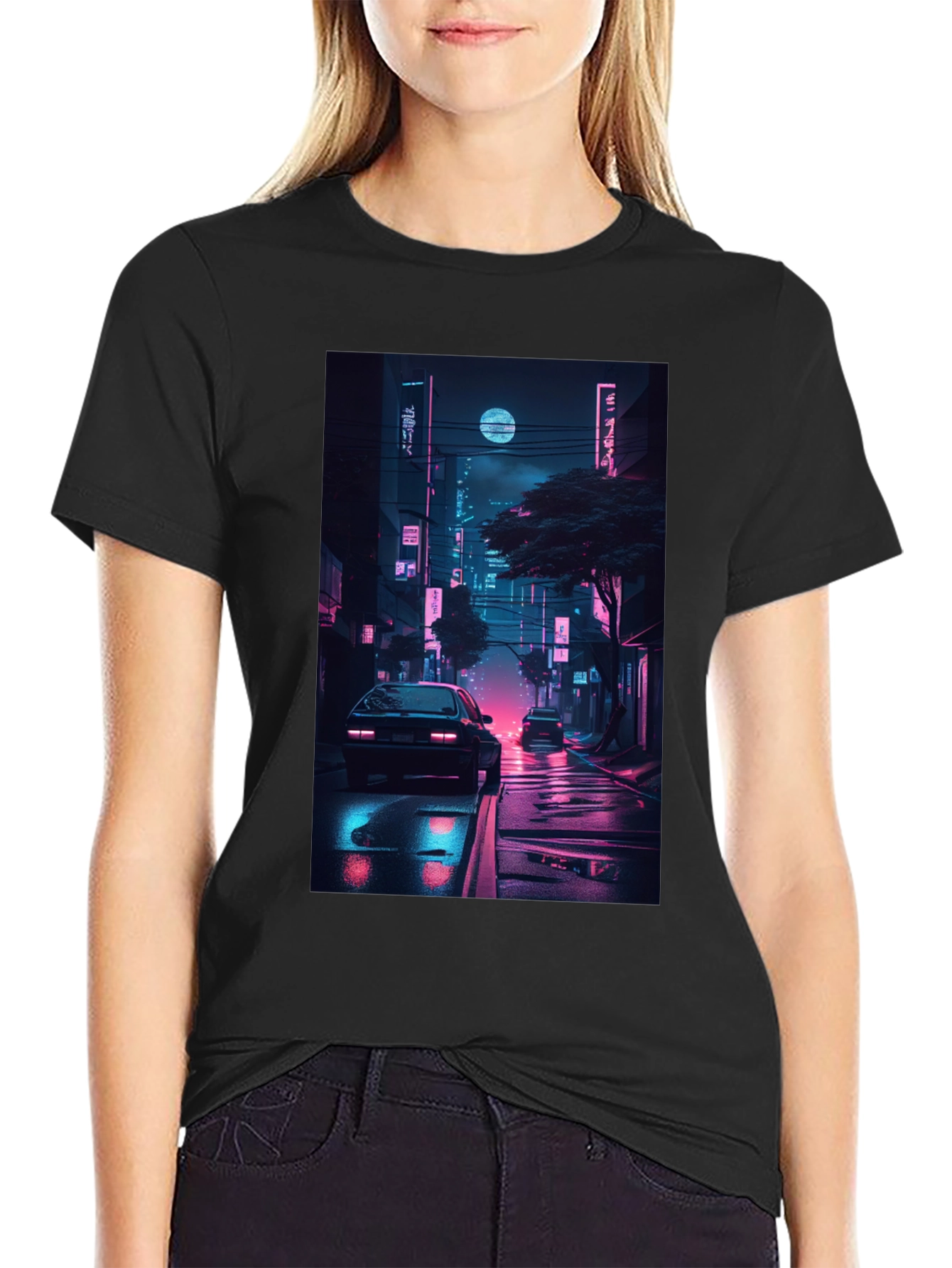Neon Cityscape Graphic Tee