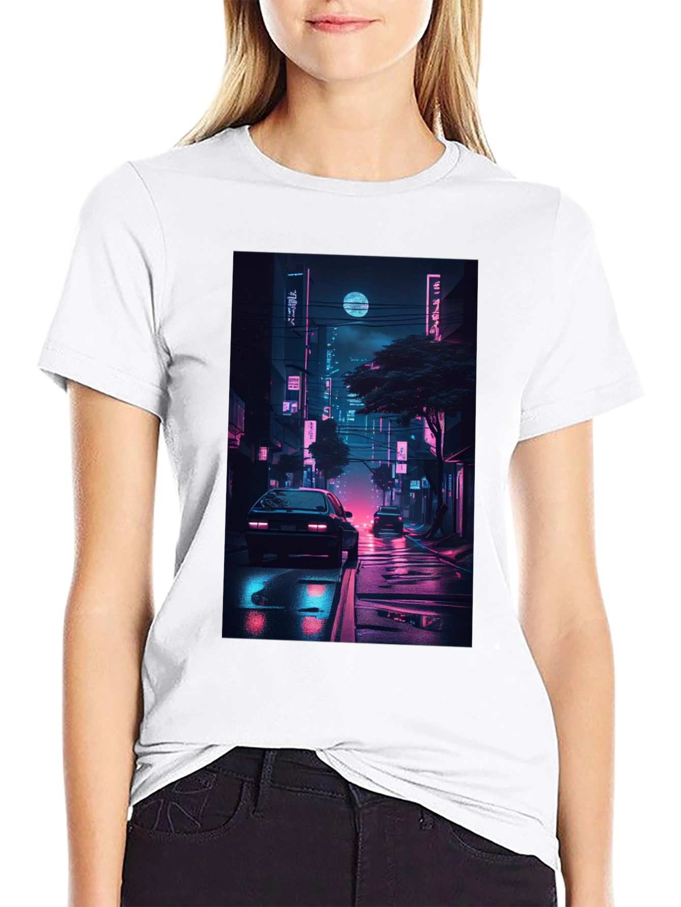 Neon Cityscape Graphic Tee