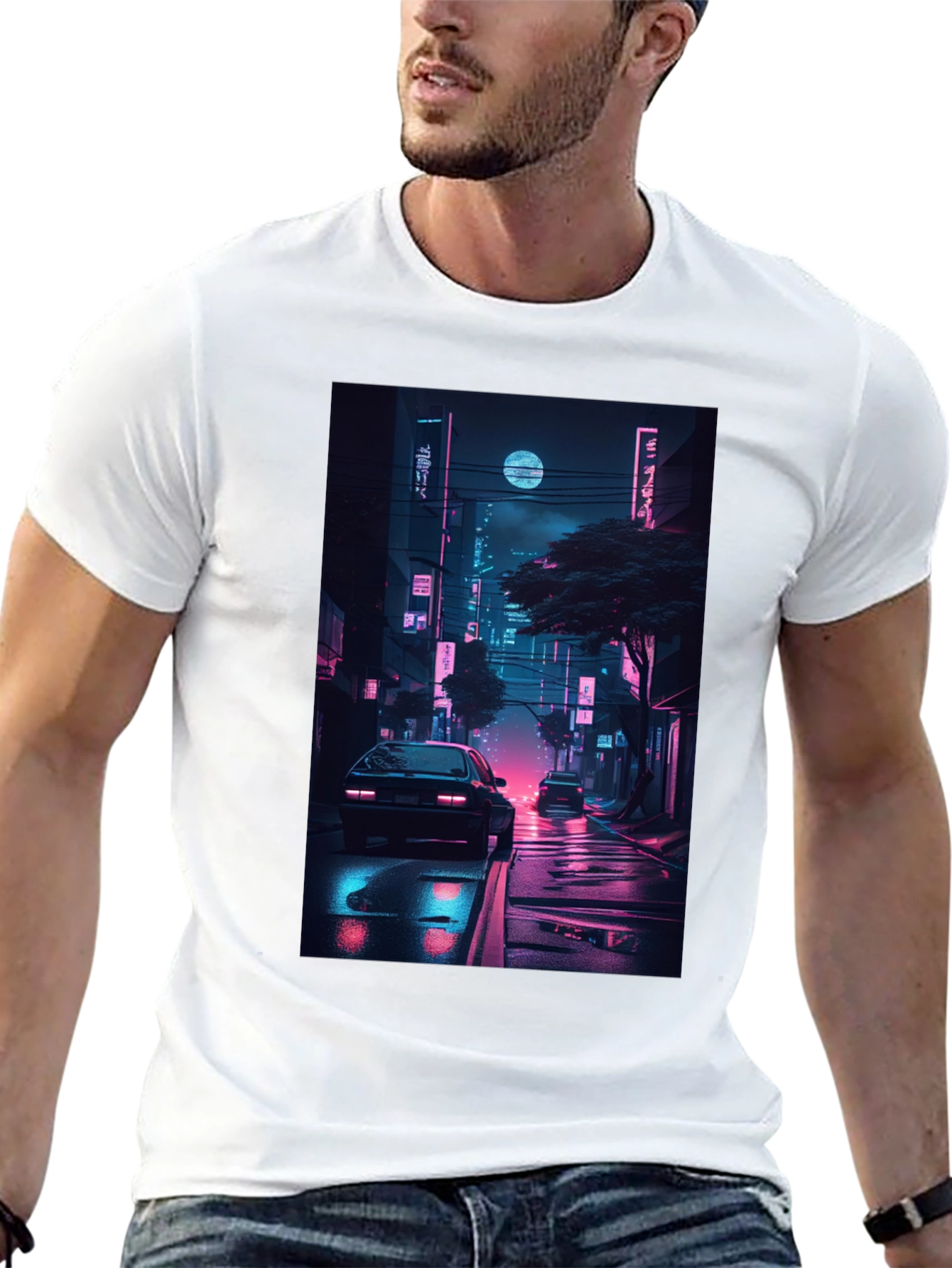 Neon Cityscape Graphic Tee
