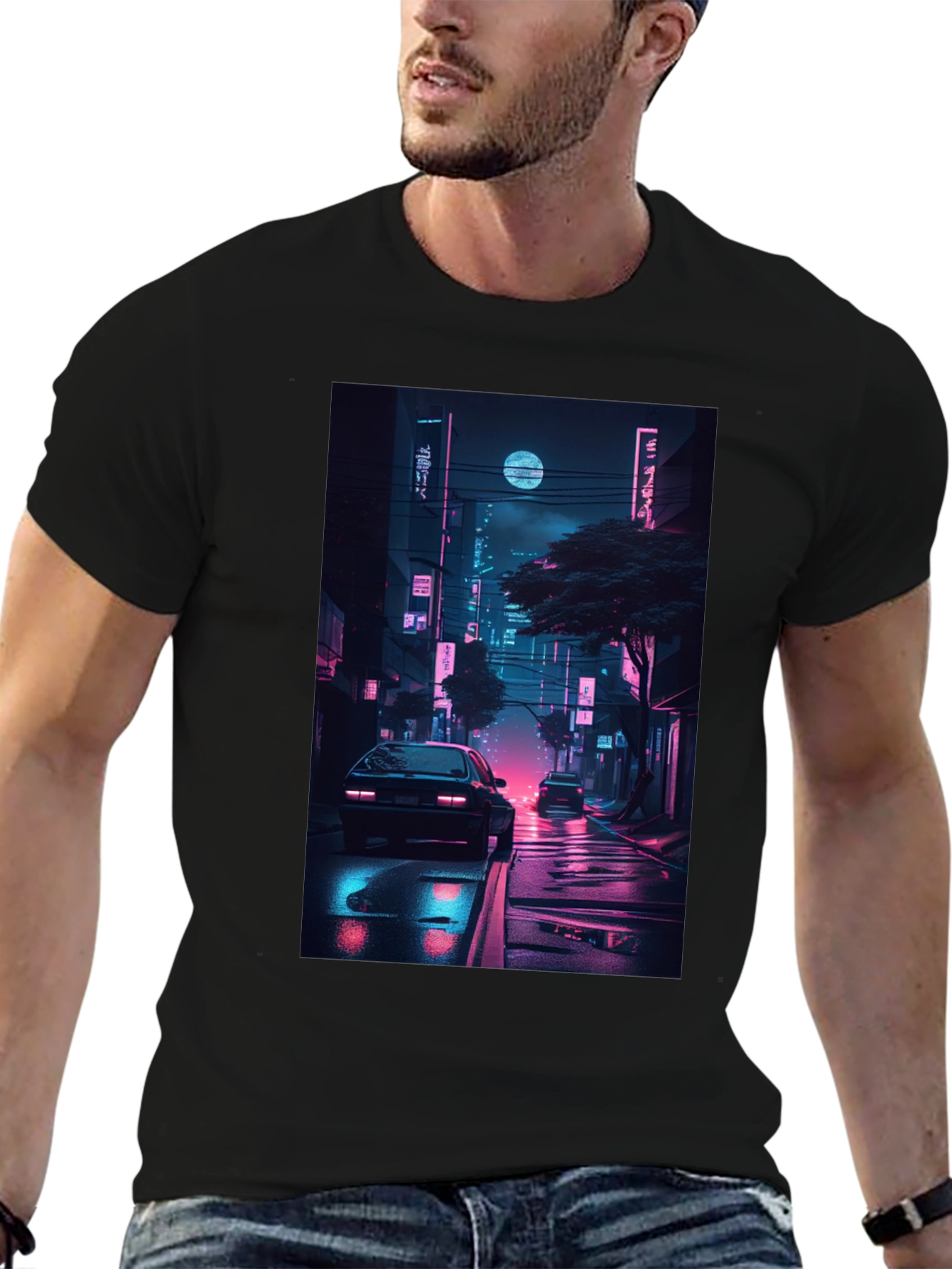 Neon Cityscape Graphic Tee