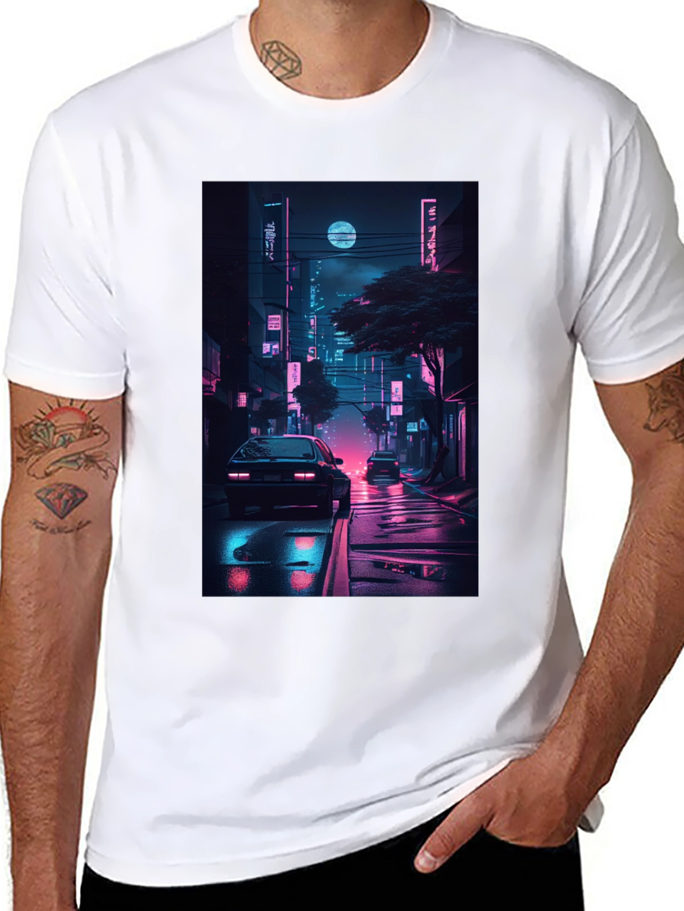 Neon Cityscape Graphic Tee