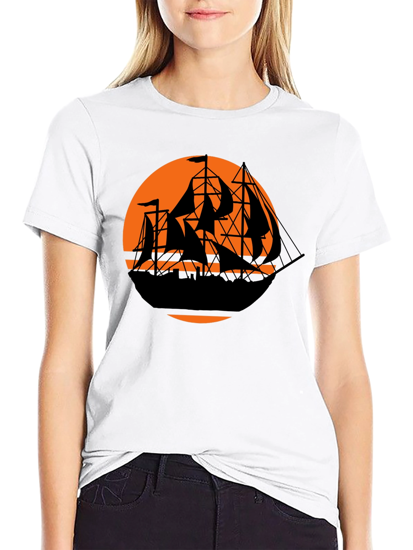 Pirate Ship Sunset Graphic Tee