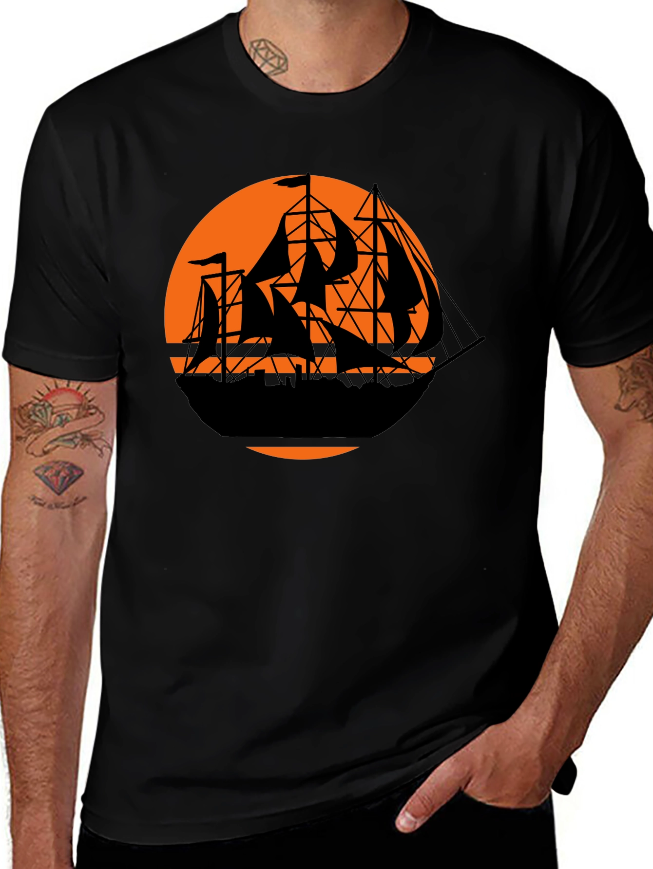 Pirate Ship Sunset Graphic Tee