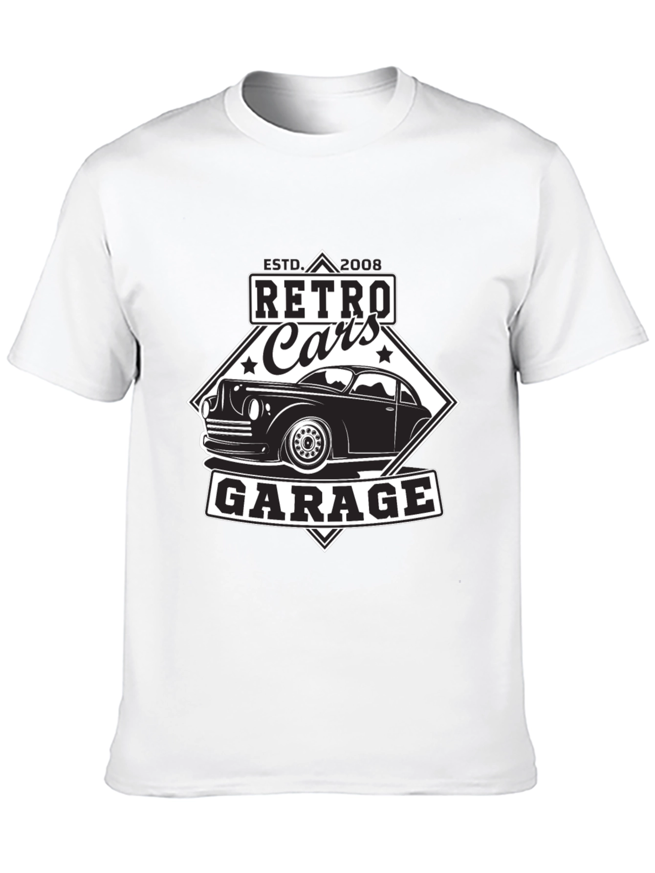 Retro Cars Garage Black T-Shirt