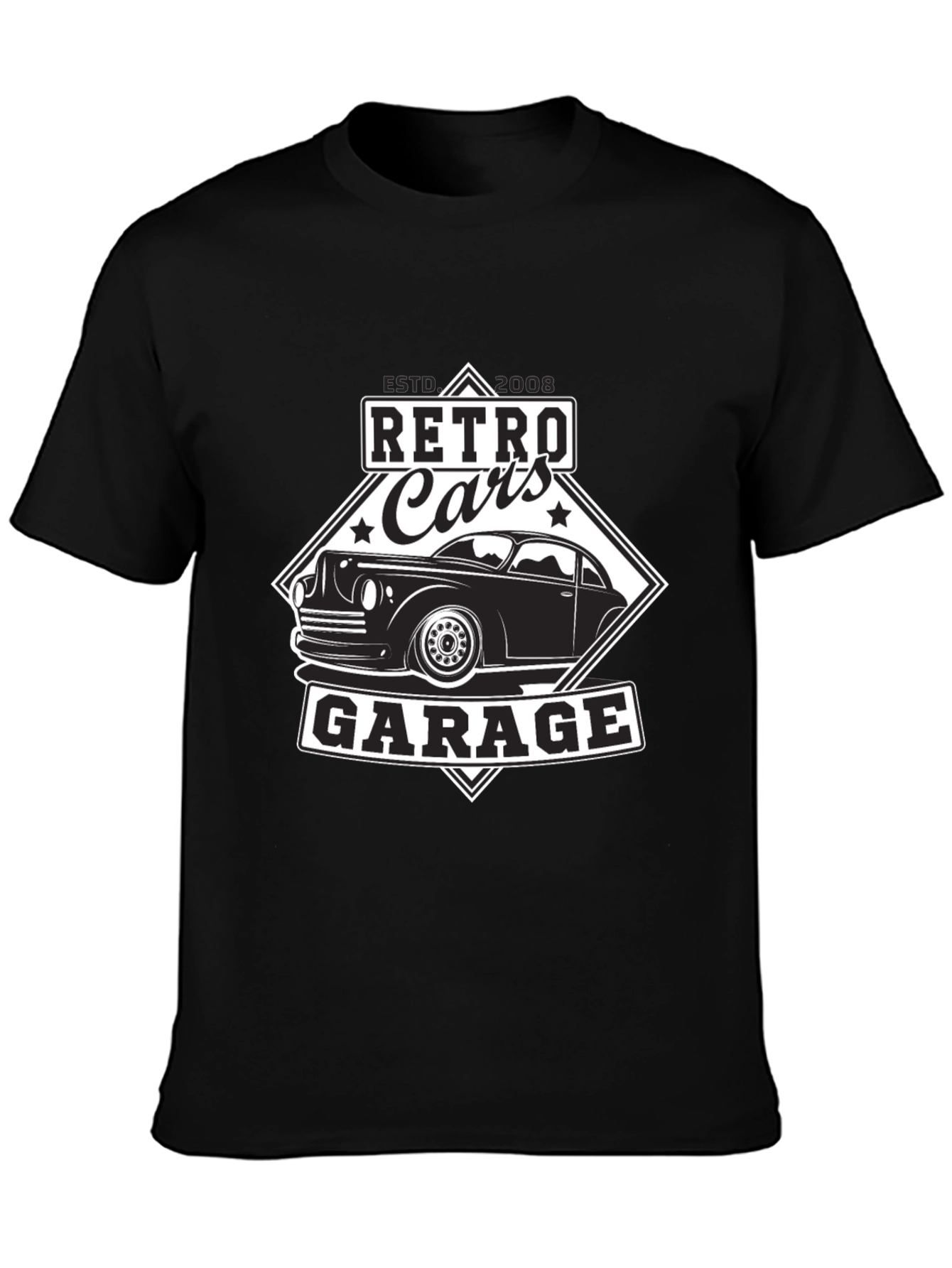 Retro Cars Garage Black T-Shirt