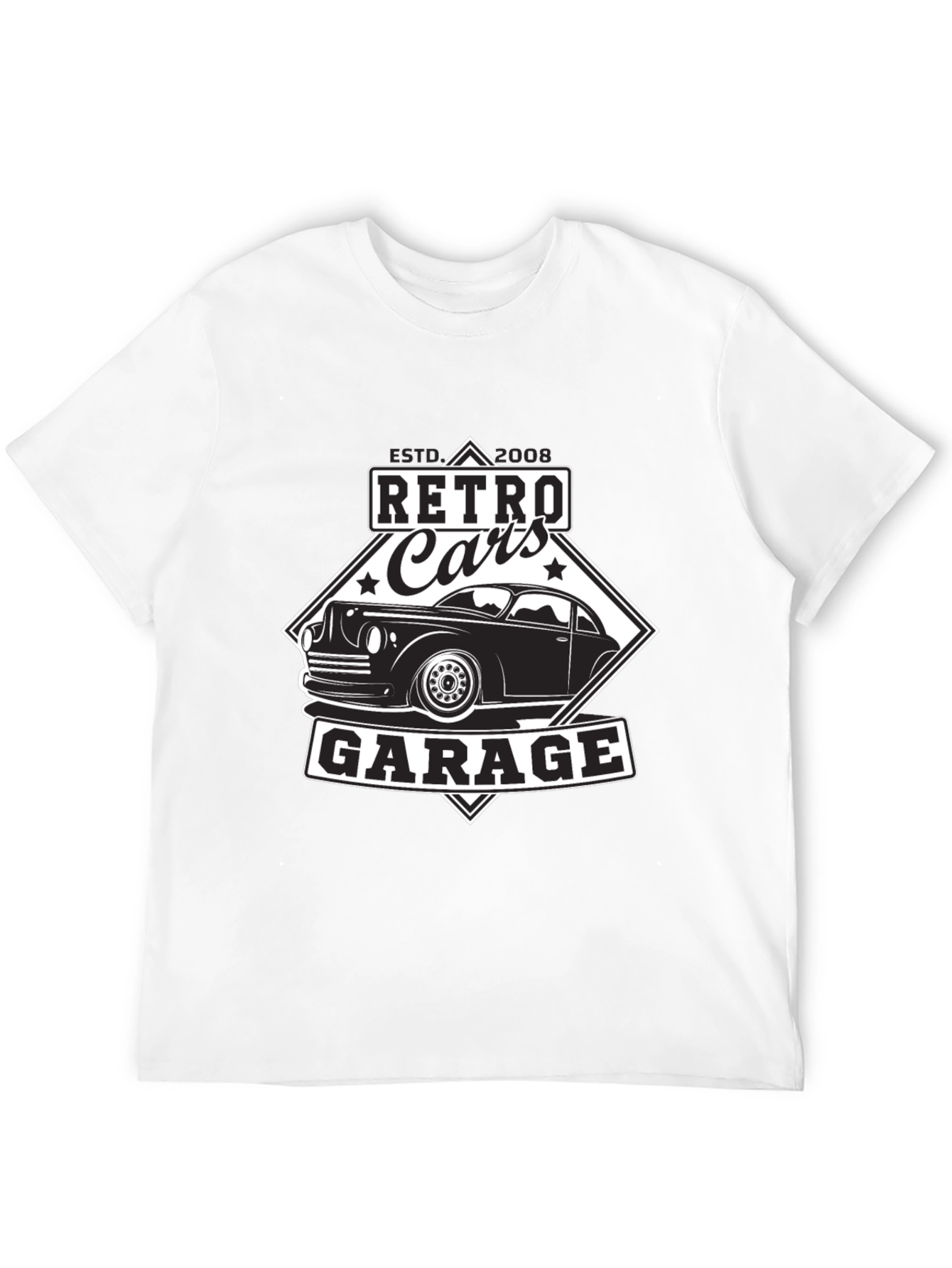 Retro Cars Garage Black T-Shirt