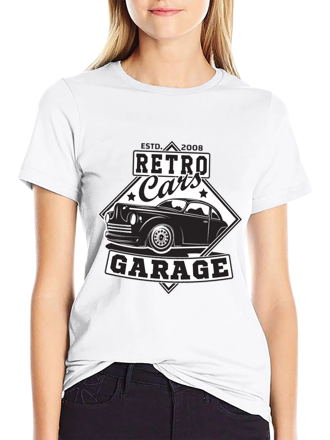 Retro Cars Garage Black T-Shirt