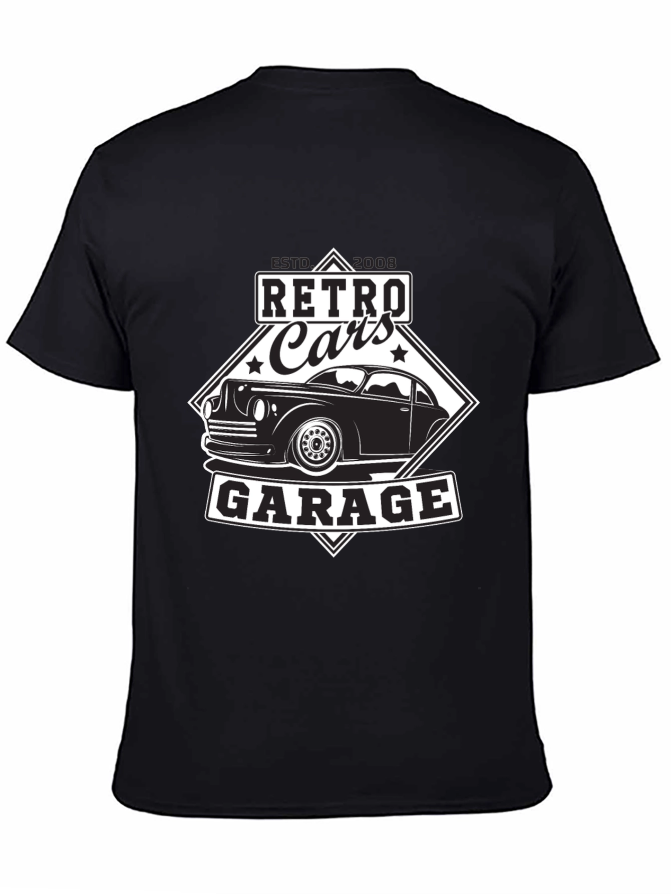 Retro Cars Garage Black T-Shirt