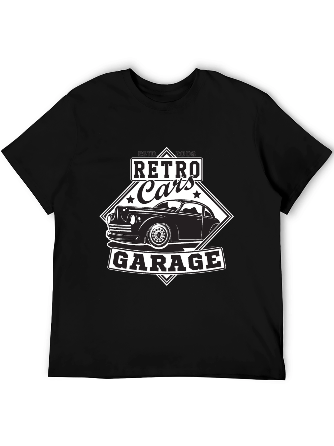 Retro Cars Garage Black T-Shirt