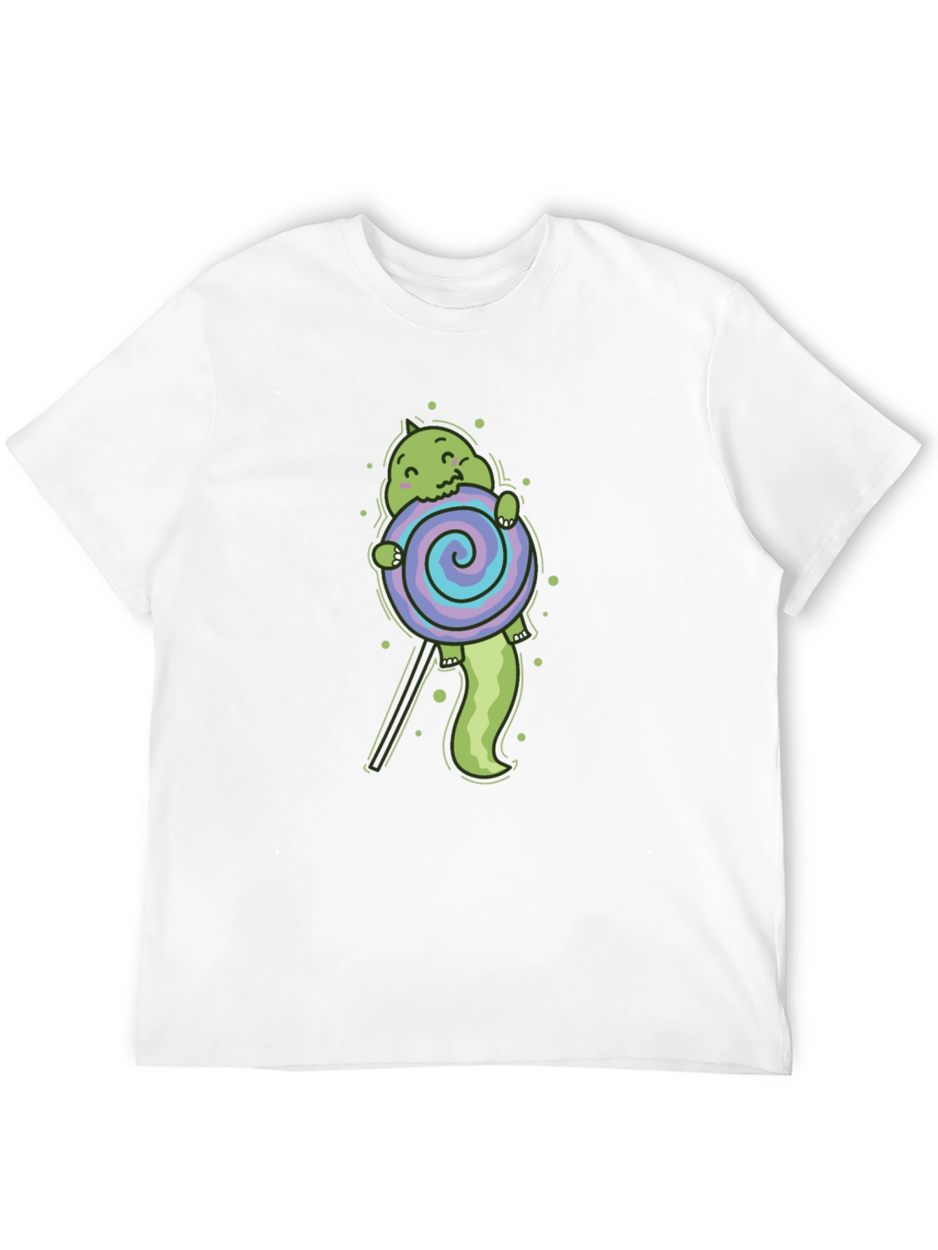 Cartoon Dinosaur Lollipop Graphic T-Shirt