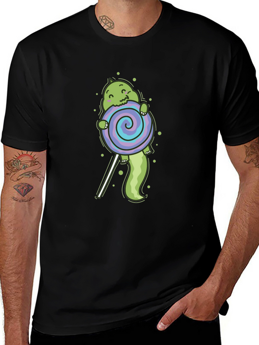 Cartoon Dinosaur Lollipop Graphic T-Shirt