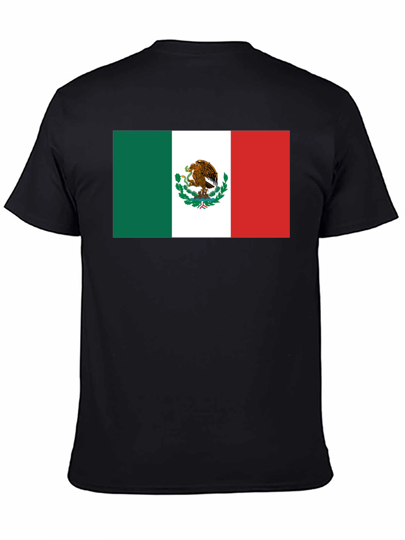 Mexico Flag T-Shirt - Black Crew Neck Tee