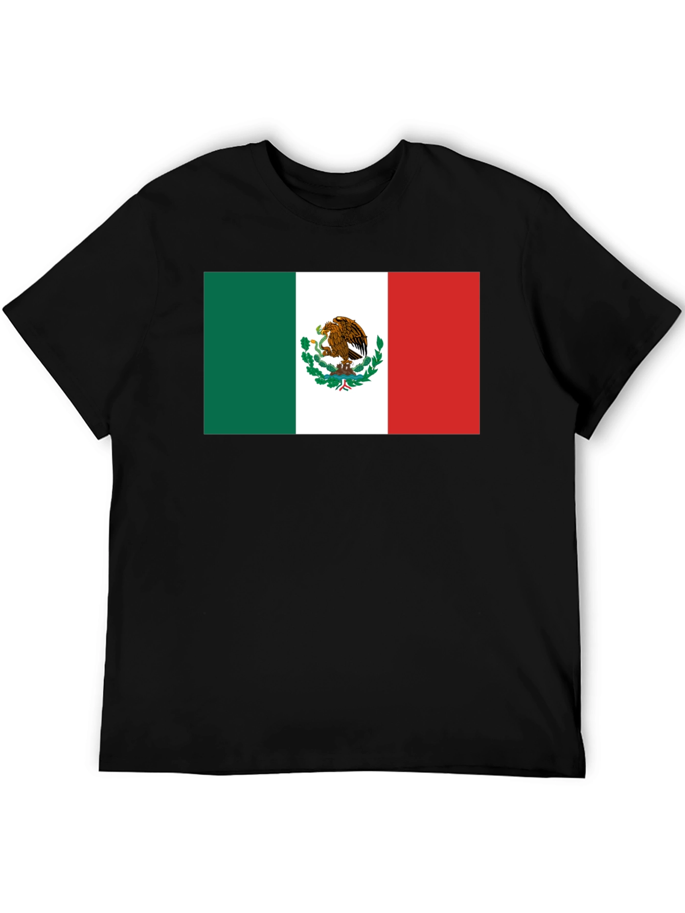 Mexico Flag T-Shirt - Black Crew Neck Tee