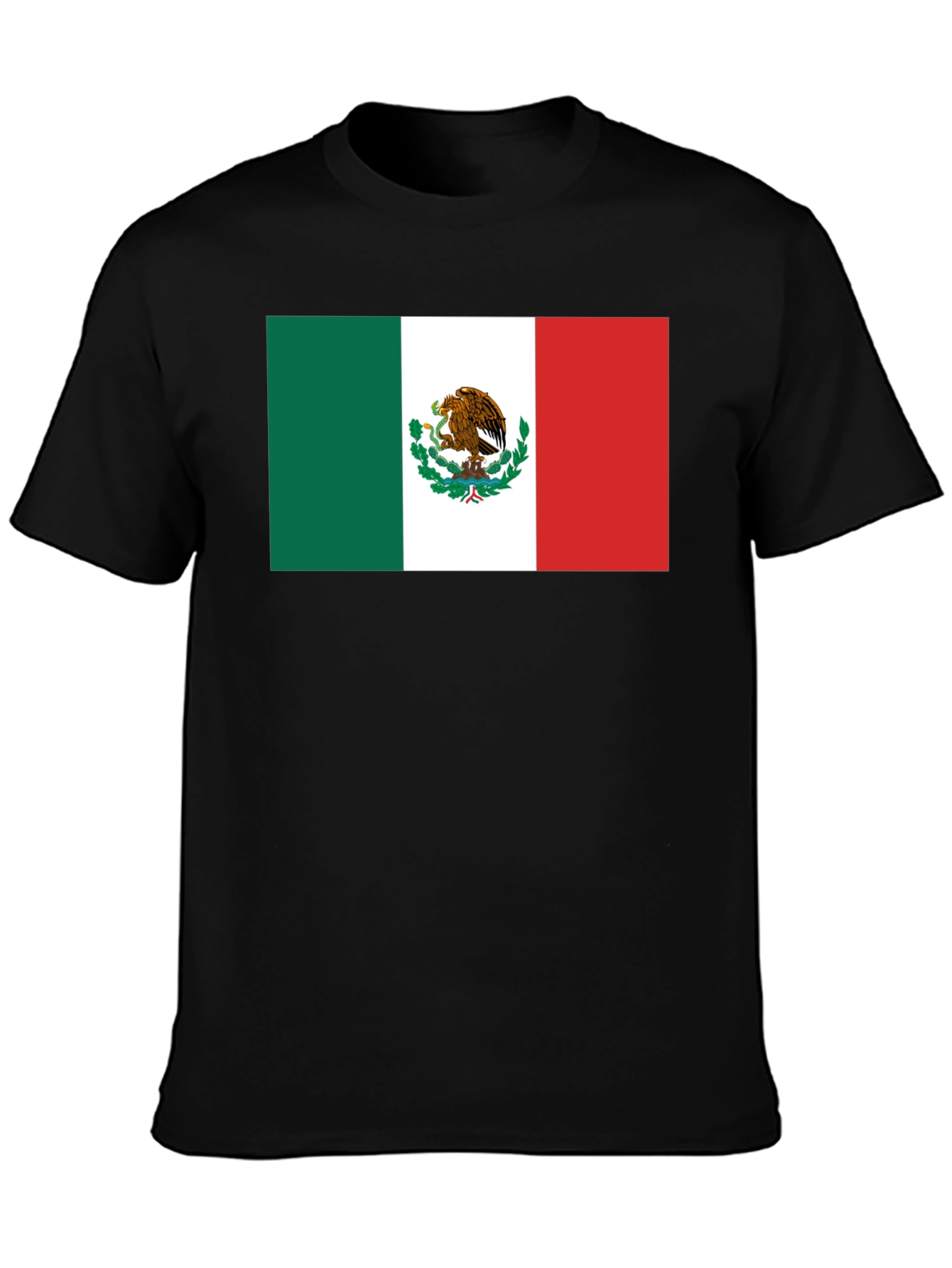 Mexico Flag T-Shirt - Black Crew Neck Tee