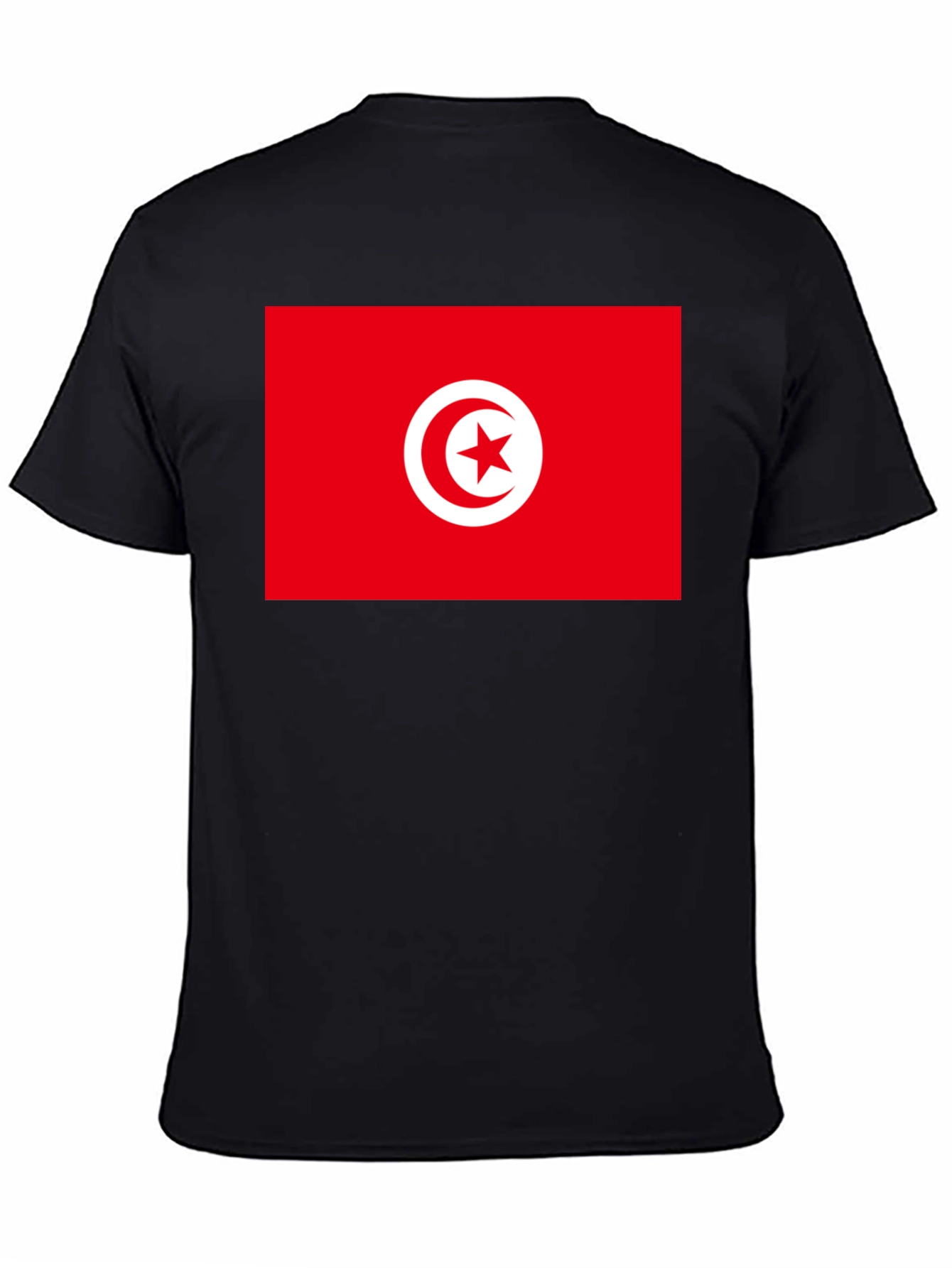 Tunisia Flag Graphic Tee - Black Cotton T-Shirt