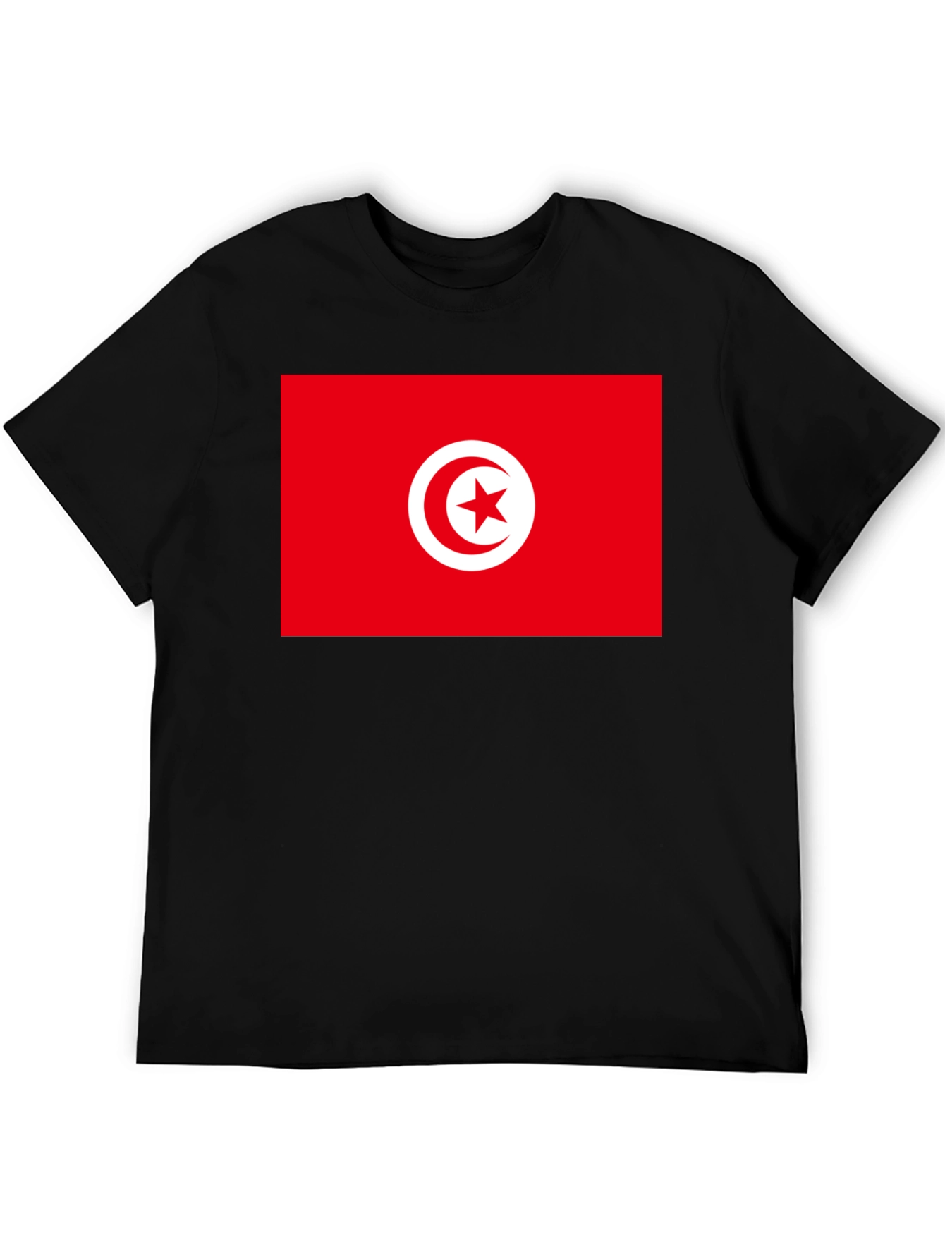 Tunisia Flag Graphic Tee - Black Cotton T-Shirt