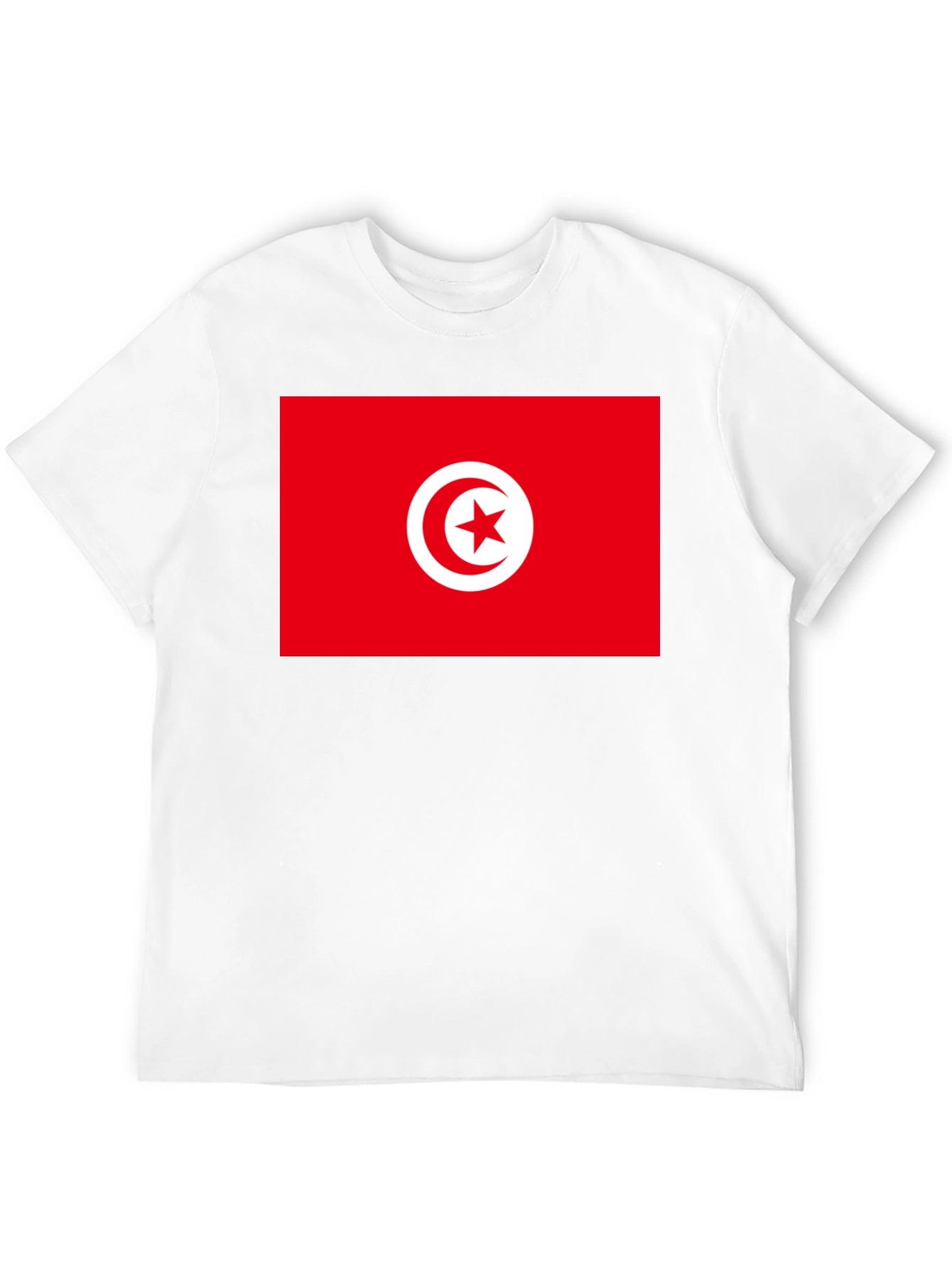 Tunisia Flag Graphic Tee - Black Cotton T-Shirt