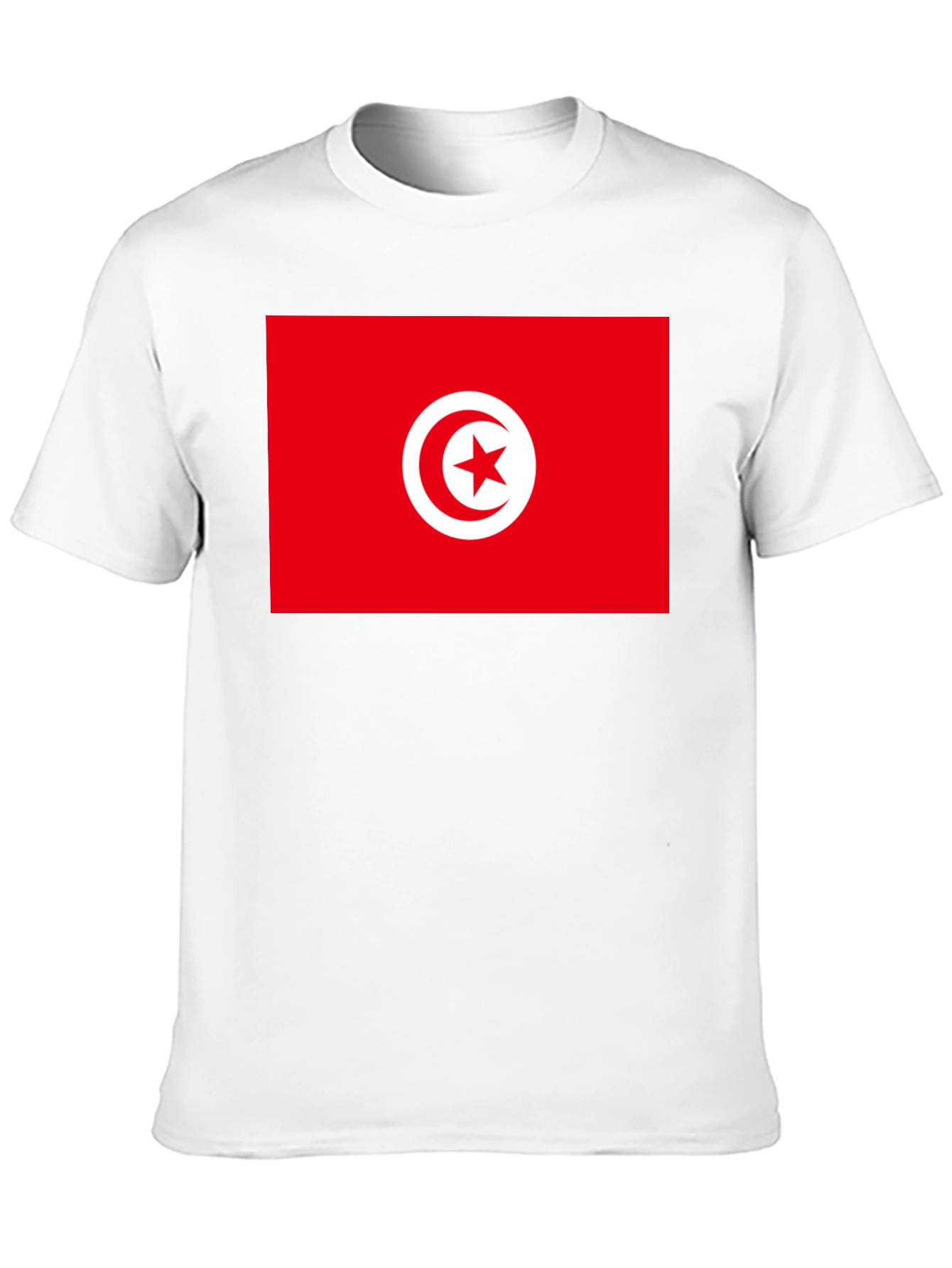 Tunisia Flag Graphic Tee - Black Cotton T-Shirt