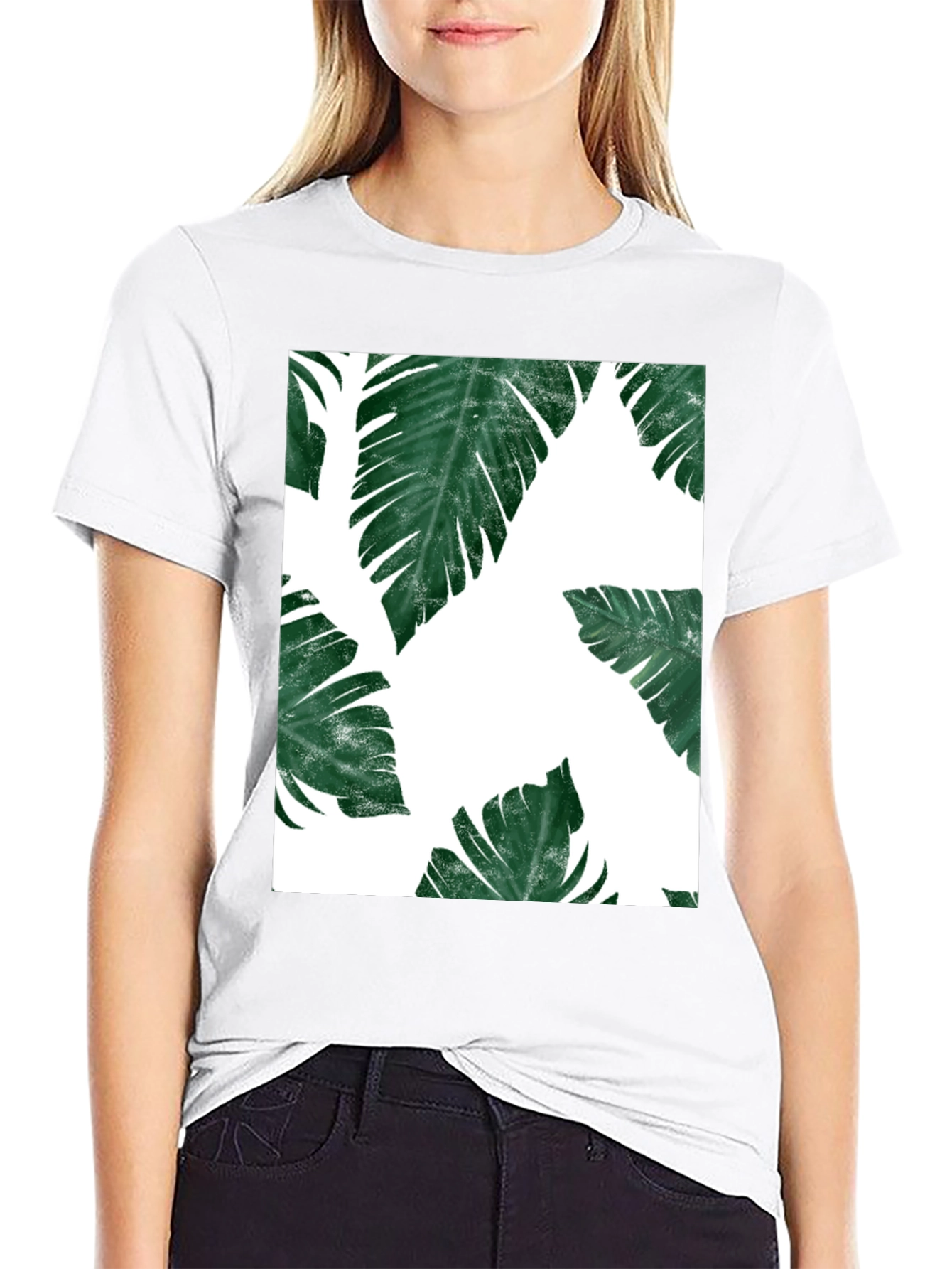 Tropical Leaf Print T-Shirt - Modern Graphic Tee