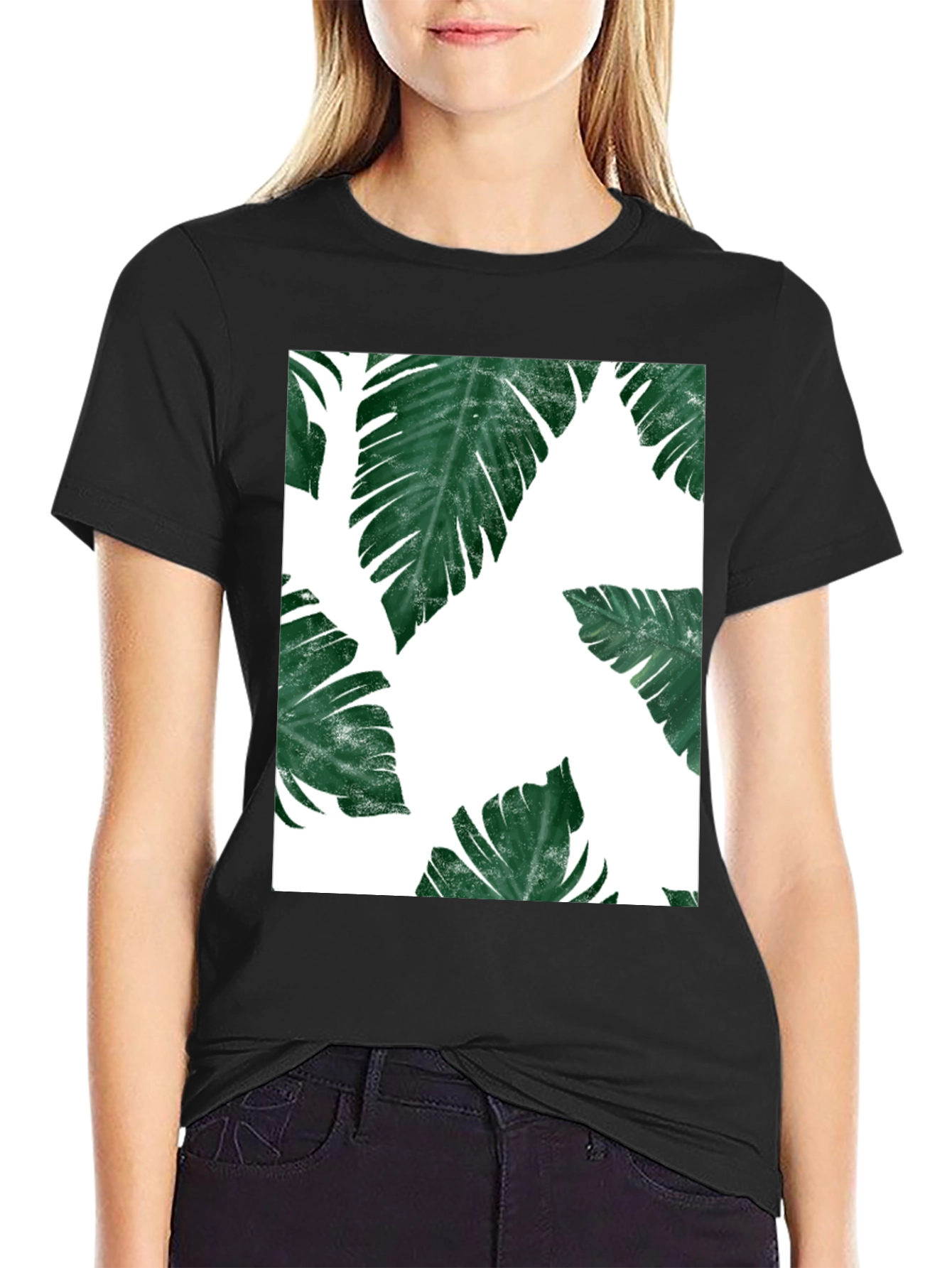 Tropical Leaf Print T-Shirt - Modern Graphic Tee