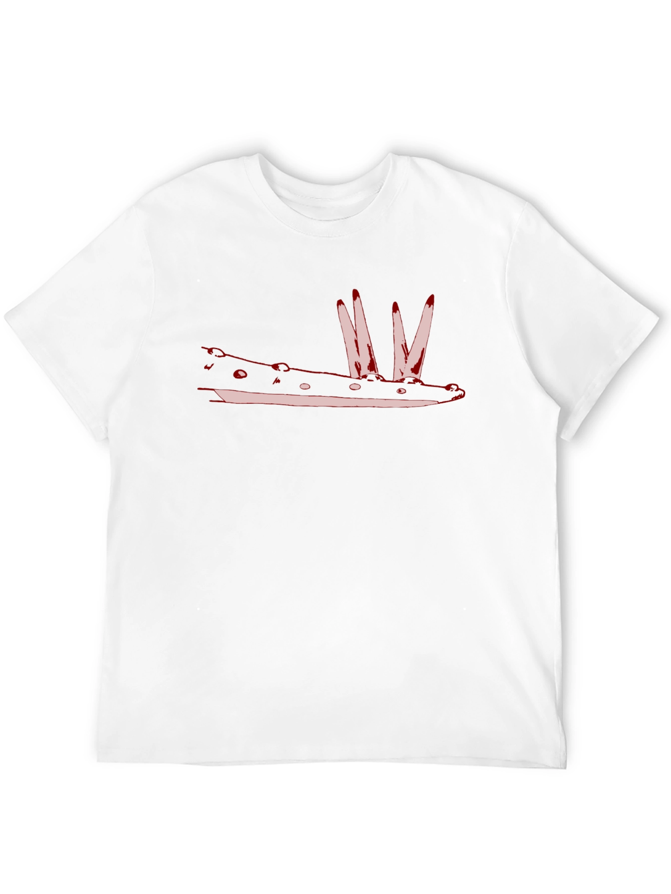 Red Crocodile Graphic Print Black T-Shirt