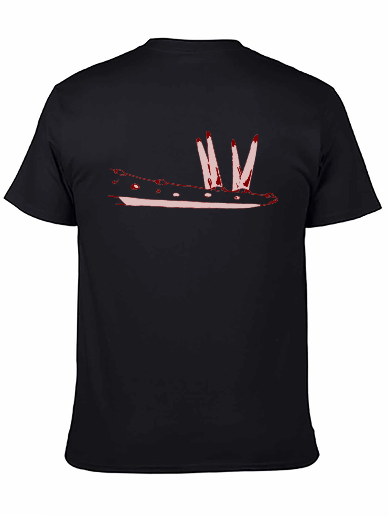 Red Crocodile Graphic Print Black T-Shirt