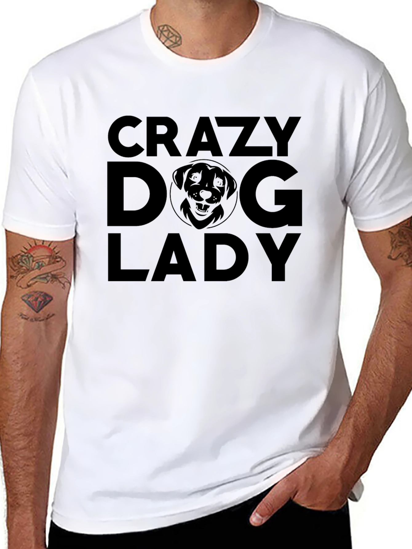 Crazy Dog Lady Graphic Tee - Black Cotton T-Shirt
