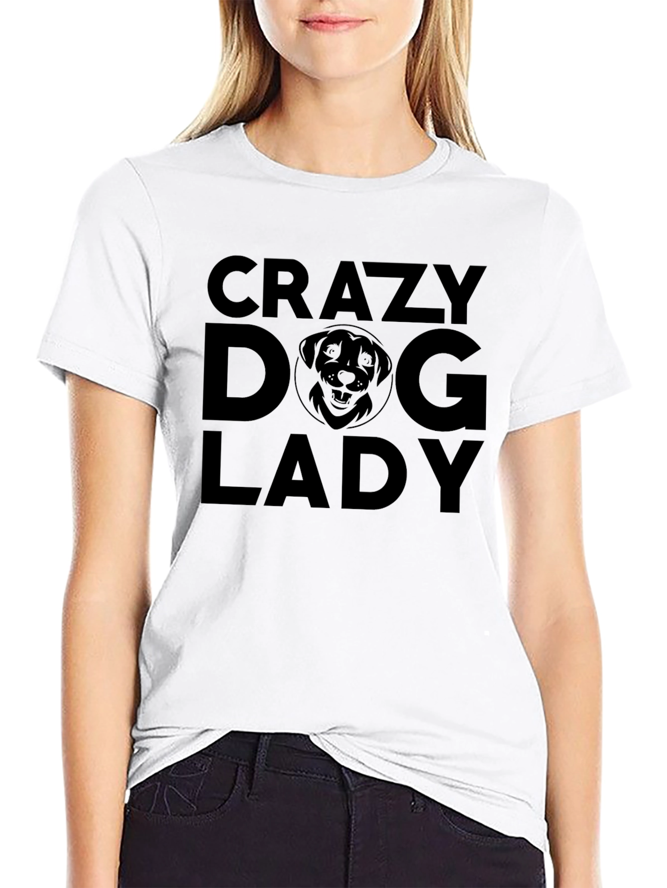 Crazy Dog Lady Graphic Tee - Black Cotton T-Shirt