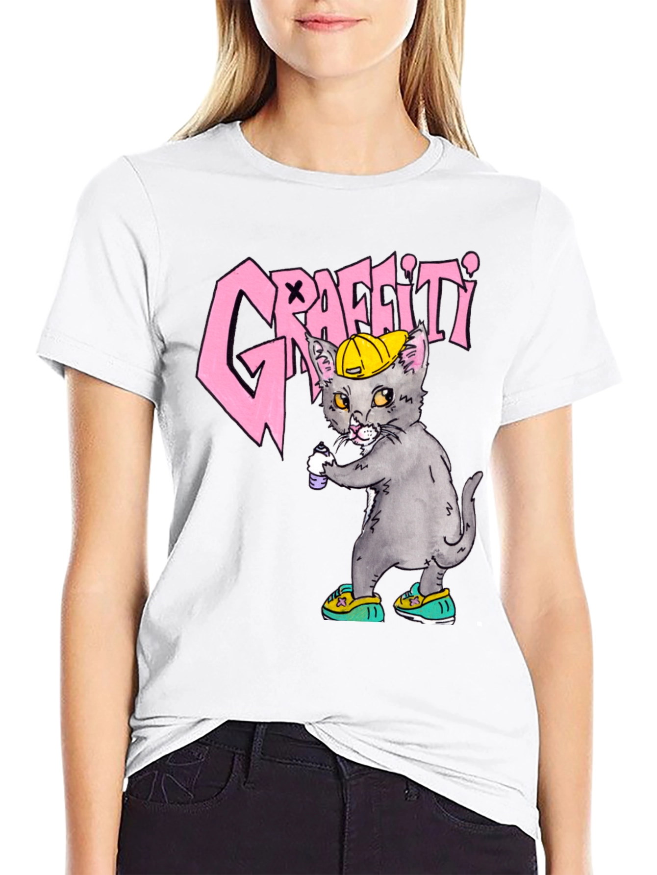 Graffiti Cat Graphic Tee