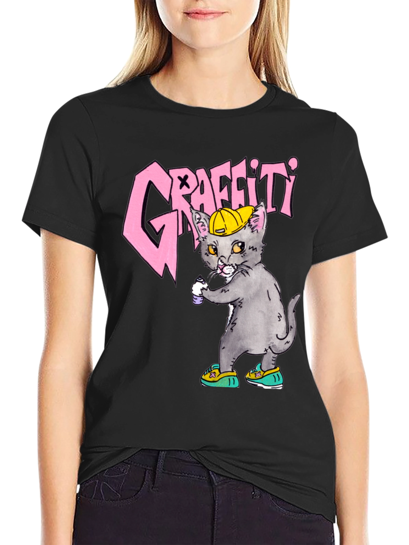 Graffiti Cat Graphic Tee
