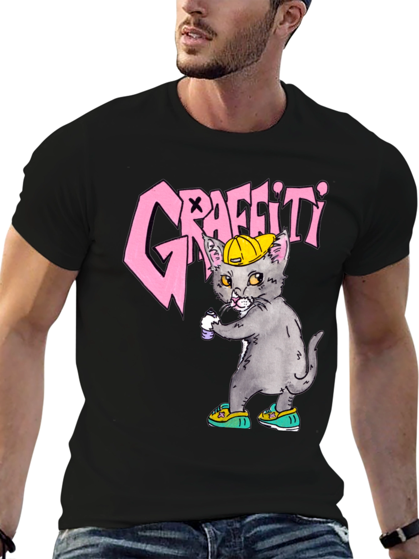 Graffiti Cat Graphic Tee