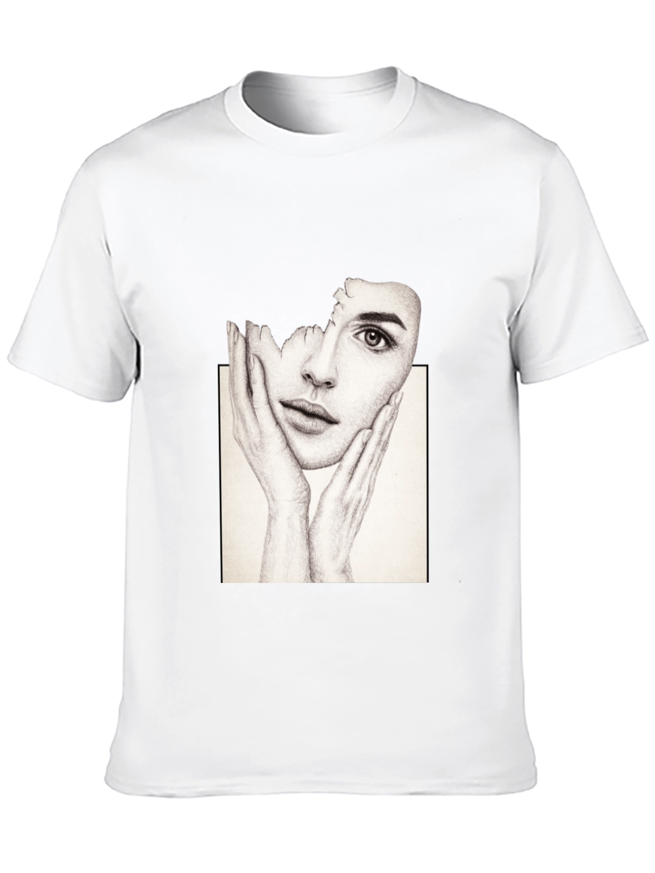 Artistic Face Print Black T-Shirt